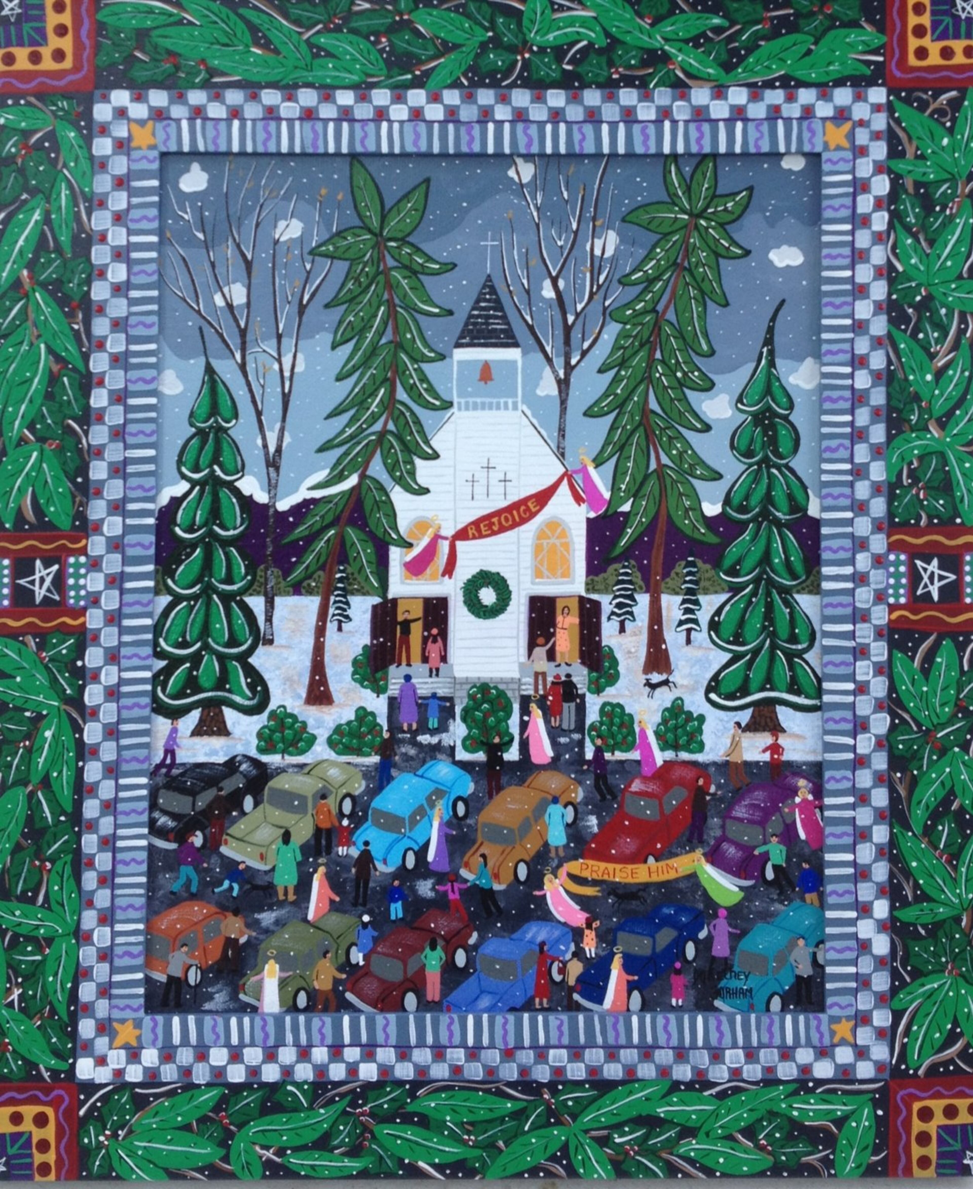 Dorethey Gorham, whose painting “Rejoice” is shown here, will meet new and old fans at Around Back at Rocky’s Place as the Dawsonville folk art gallery participates in the North Georgia Art Ramble, Dec. 7-8. The Ramble is an opportunity to visit 44 art studios and galleries across a swath of North Georgia including Calhoun, Cartersville, Woodstock, Canton, Jasper, Marble Hill, Ball Ground, Roswell, Dawsonville, John’s Creek, Cumming, Buford and Duluth.