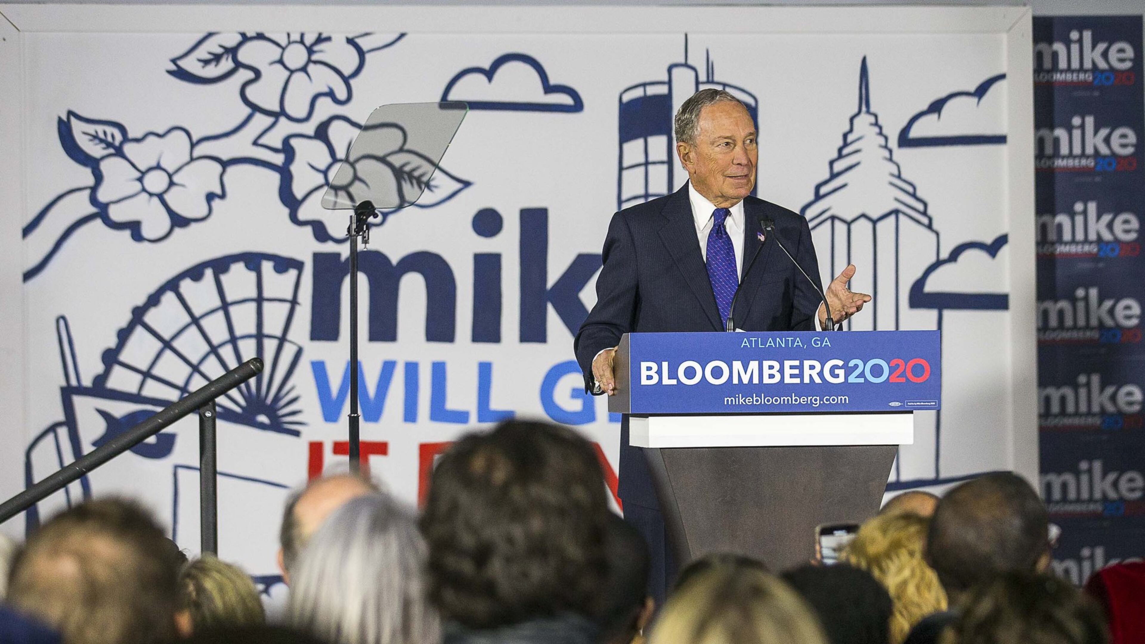 Democratic presidential candidate Mike Bloomberg speaks Friday during the launch of his organizing efforts in Georgia at the Westside Cultural Arts Center in Atlanta. (ALYSSA POINTER/ALYSSA.POINTER@AJC.COM)