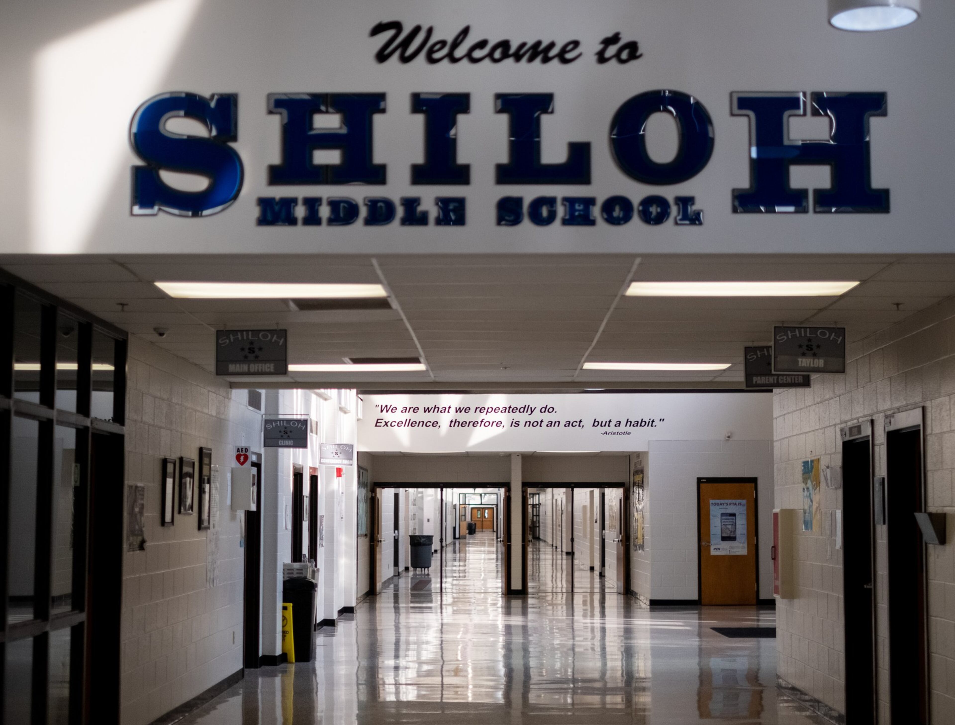 The empty halls of Shiloh Middle School in Snellville in April after the coronavirus forced schools to go online in March.