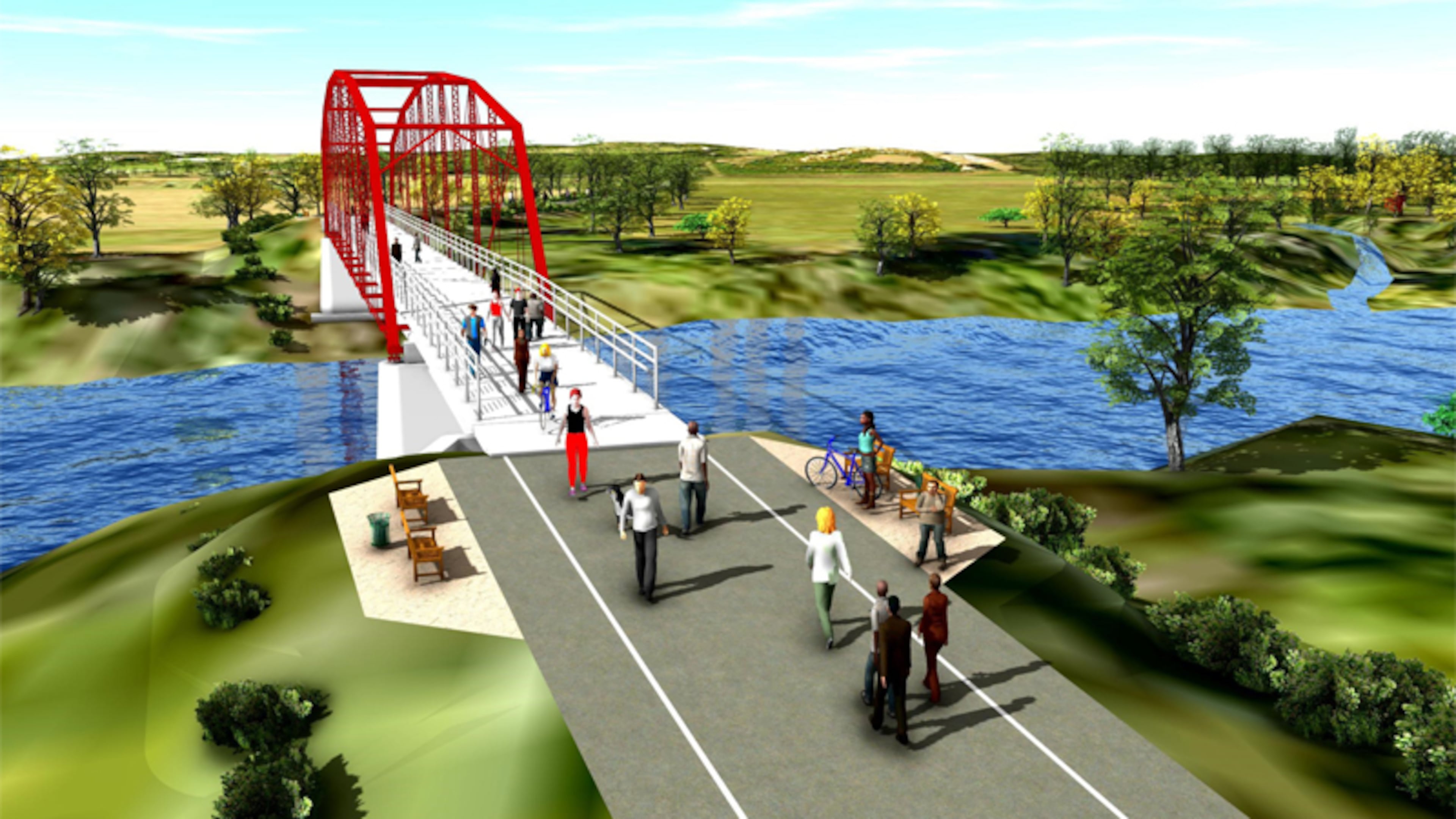 Artist’s drawing depicts a restored Rogers Bridge over the Chattahoochee River, connecting Johns Creek and Duluth. Johns Creek has agreed to accept an additional $160,000 and match it with $10,000 in city funds for the engineering phase of the project. CITY OF JOHNS CREEK