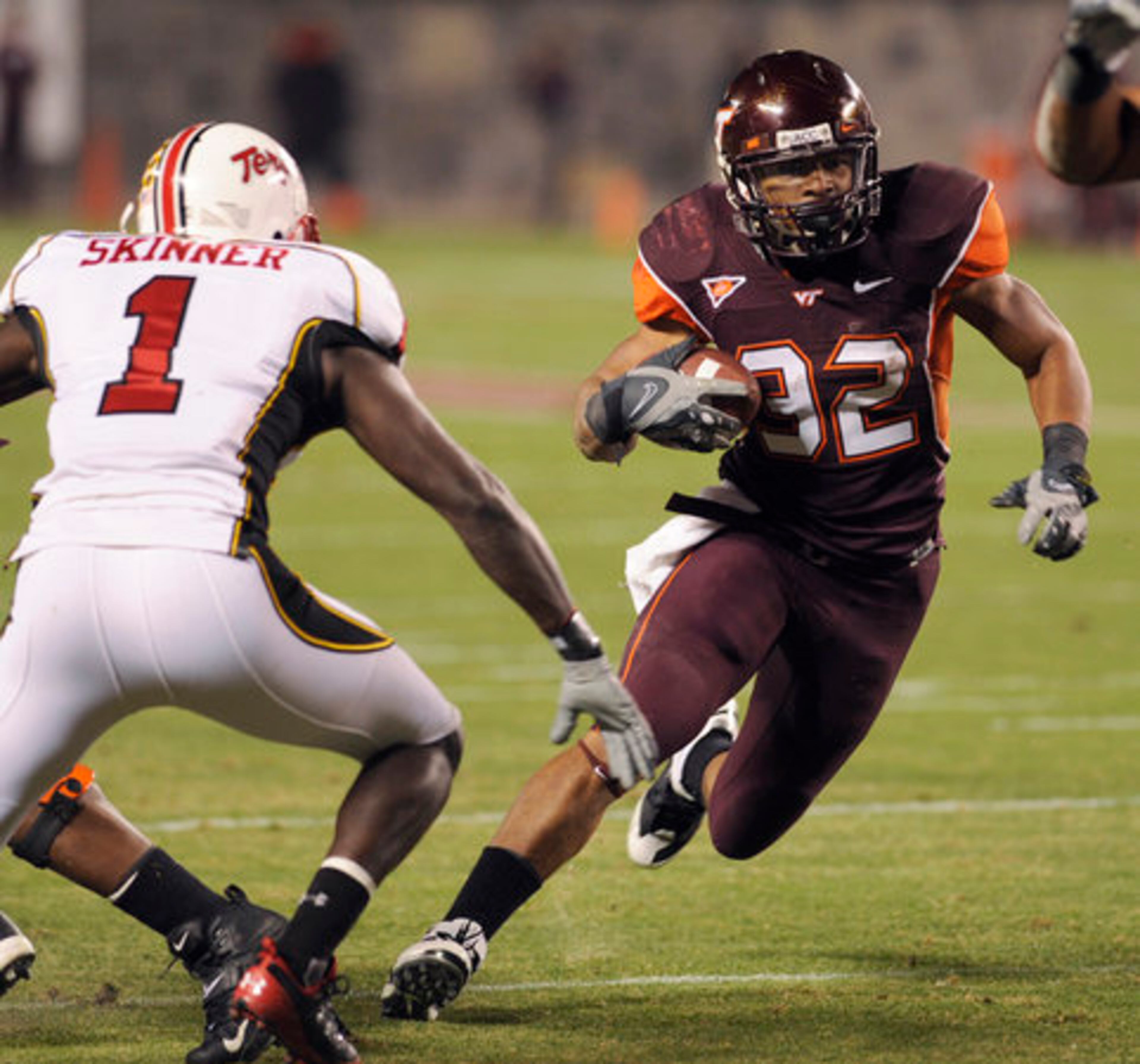 Darren Evans, RB, Virginia Tech: The redshirt junior led the Hokies with 854 rushing yards and 11 TDs.