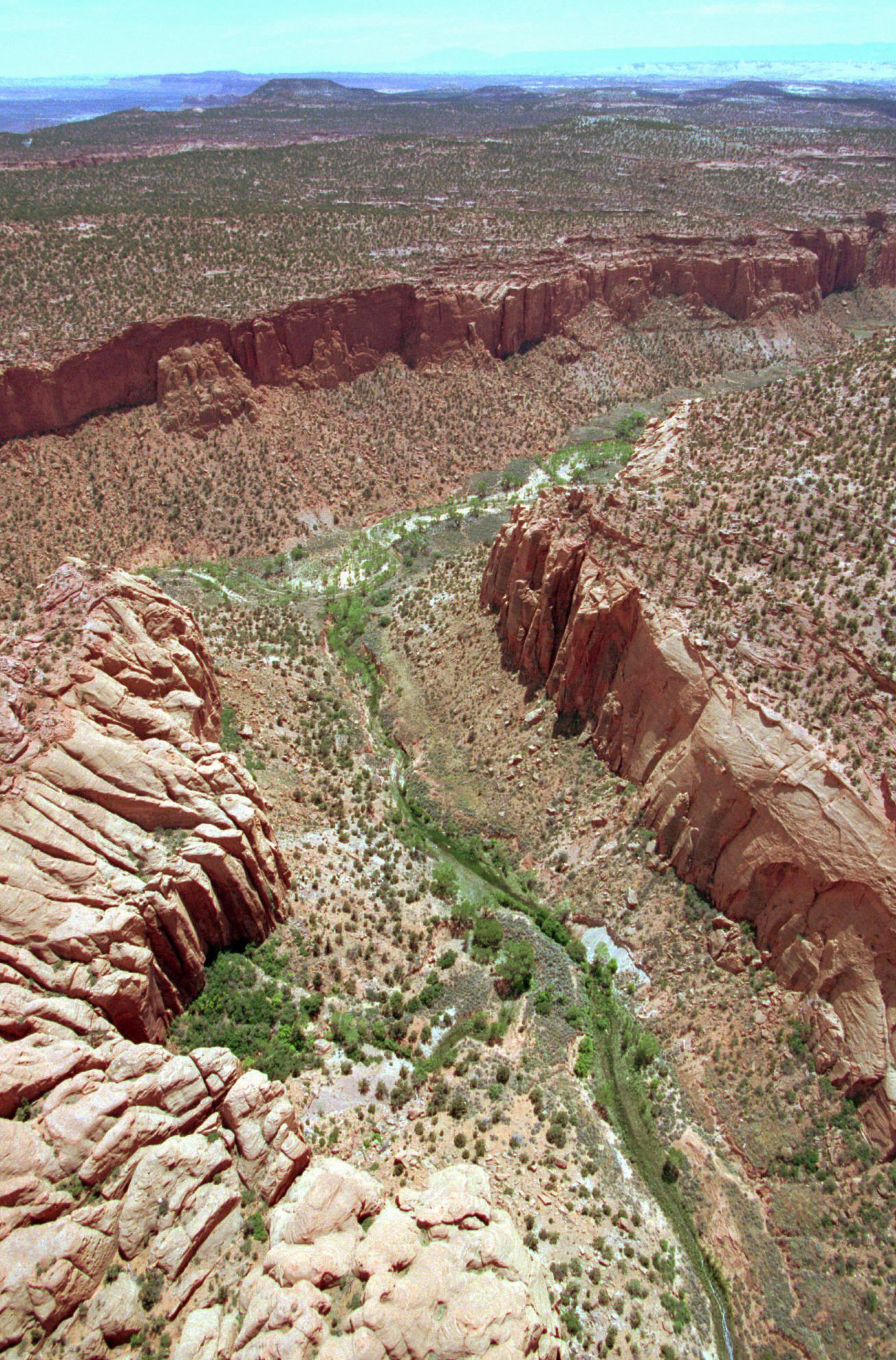 FILE - This May 30, 1997, file photo, shows the varied terrain of Grand Staircase-Escalante National Monument near Boulder, Utah. Interior Secretary Ryan Zinke is recommending that six of 27 national monuments under review by the Trump administration be reduced in size, along with management changes to several other sites. A leaked memo from Zinke to President Donald Trump recommends that two Utah monuments â Bears Ears and Grand Staircase Escalante â be reduced, along with Nevada's Gold Butte and Oregon's Cascade-Siskiyou. (AP Photo/Douglas C. Pizac, File)