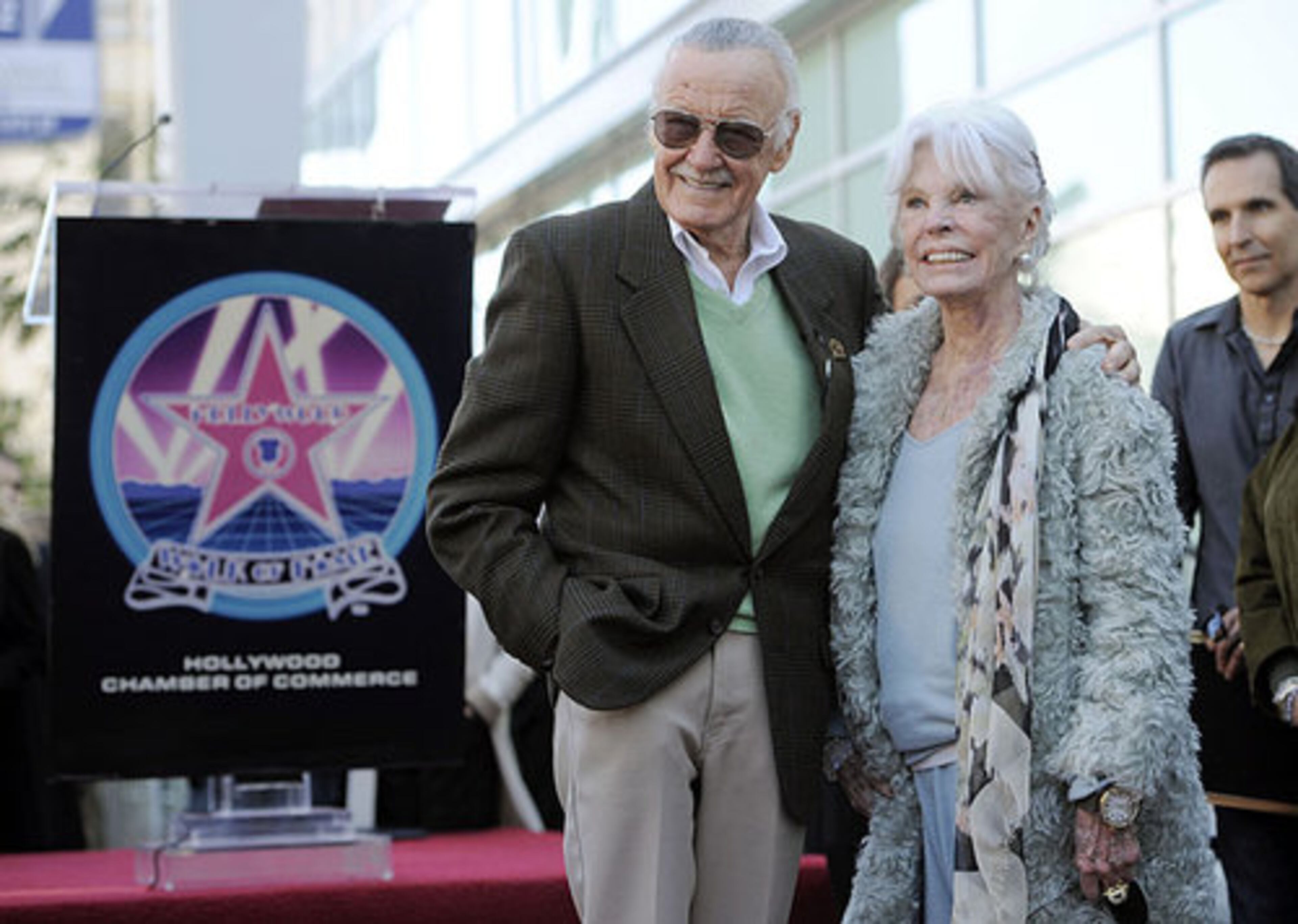 Comic book creator Stan Lee poses with his wife Joan after he received a star on the Hollywood Walk of Fame in Los Angeles, Tuesday, Jan. 4, 2011.