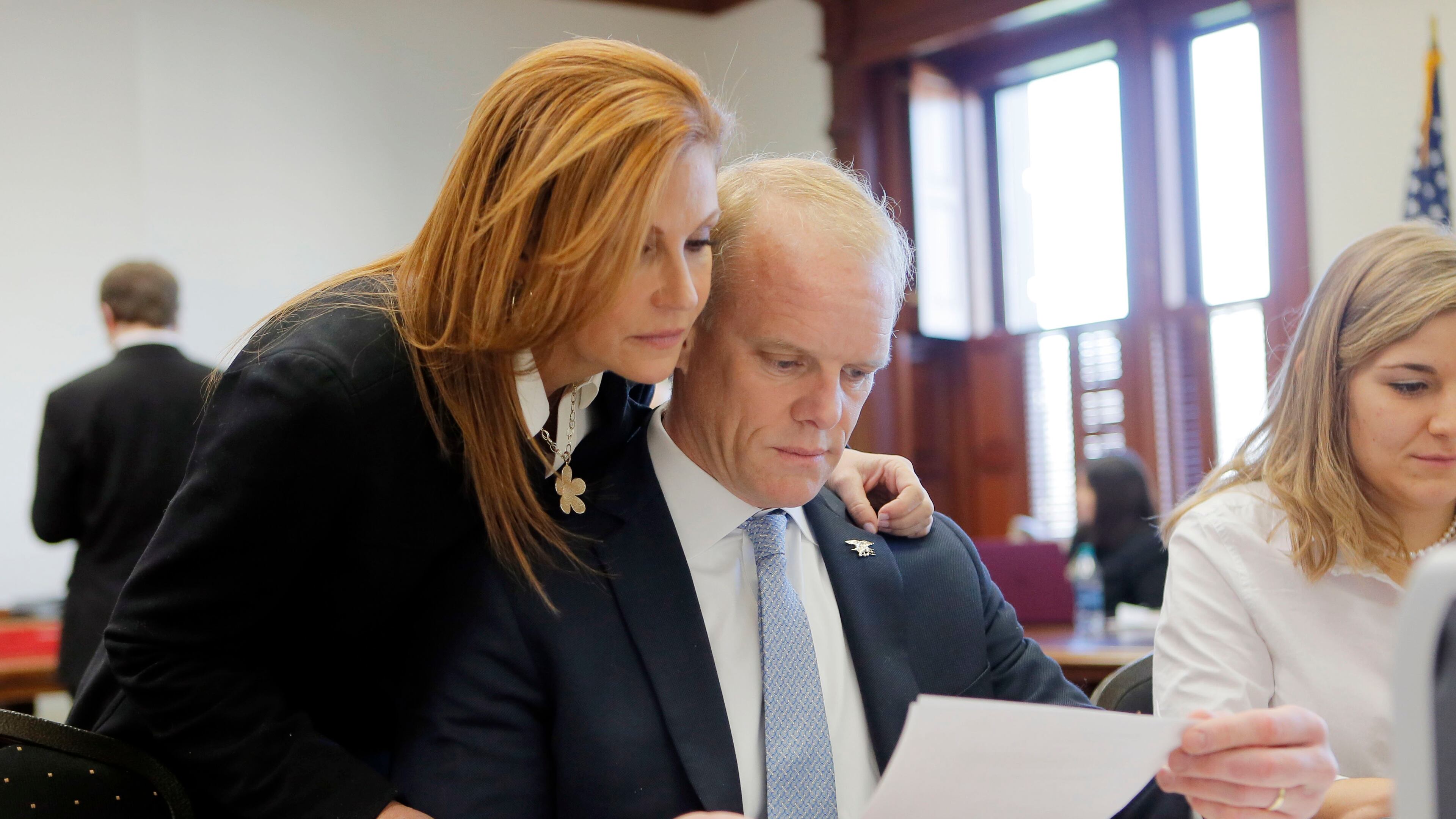 Republican Clay Tippins filed his paperwork to run for governor with his wife Lori by his side. BOB ANDRES /BANDRES@AJC.COM