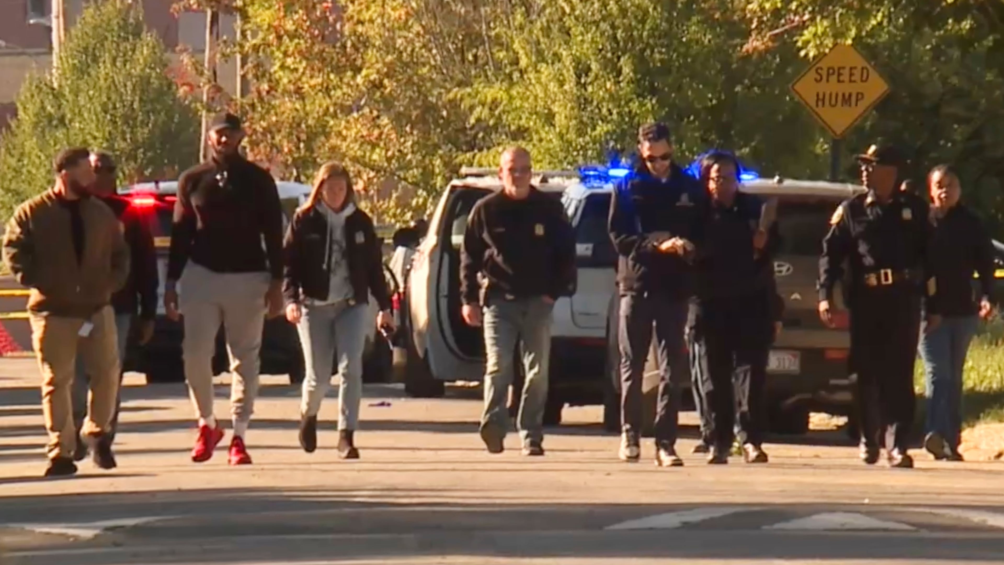 In this image taken from video provided by WXYZ, law enforcement respond to a fatal shooting in Detroit on Sunday, Sept. 27, 2026. (WXYZ via AP)