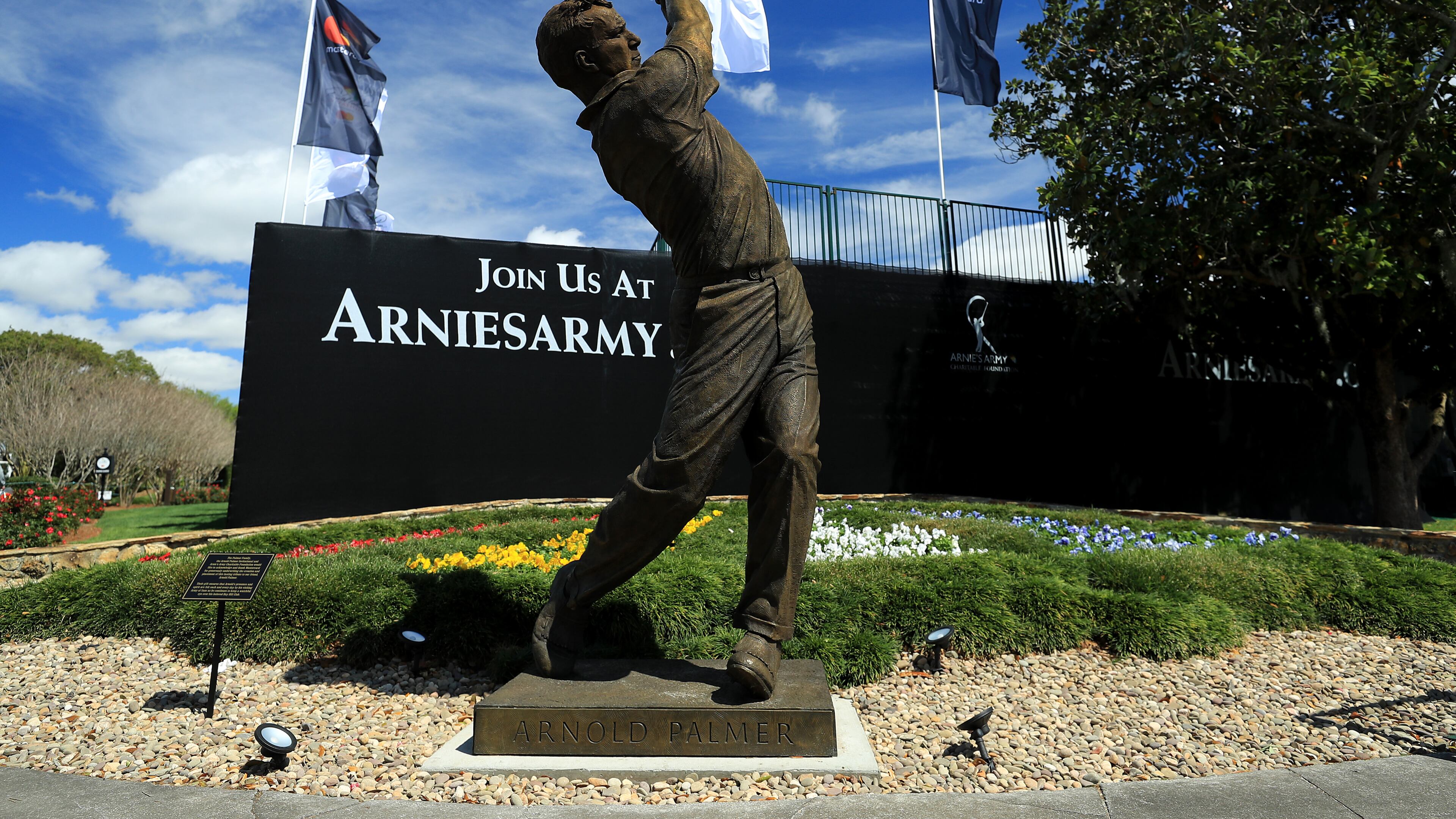 The new statue of Arnold Palmer at Bay Hill stands 13 feet tall. Many believe that to be the actual size of the man himself. (Photo by Richard Heathcote/Getty Images)