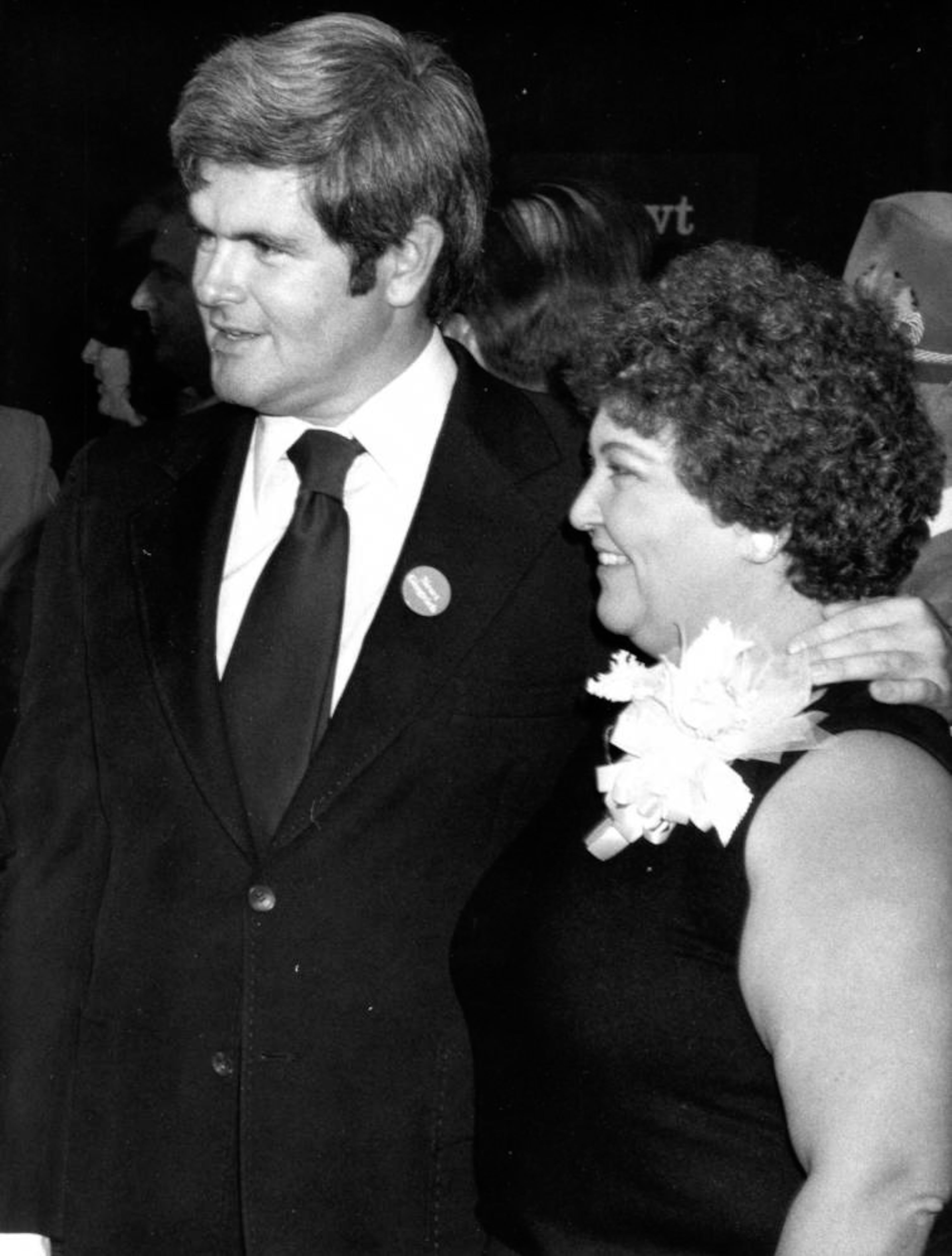 Newt Gingrich and his first wife, Jackie Battley Gingrich, at an unidentified political event, probably in 1978.