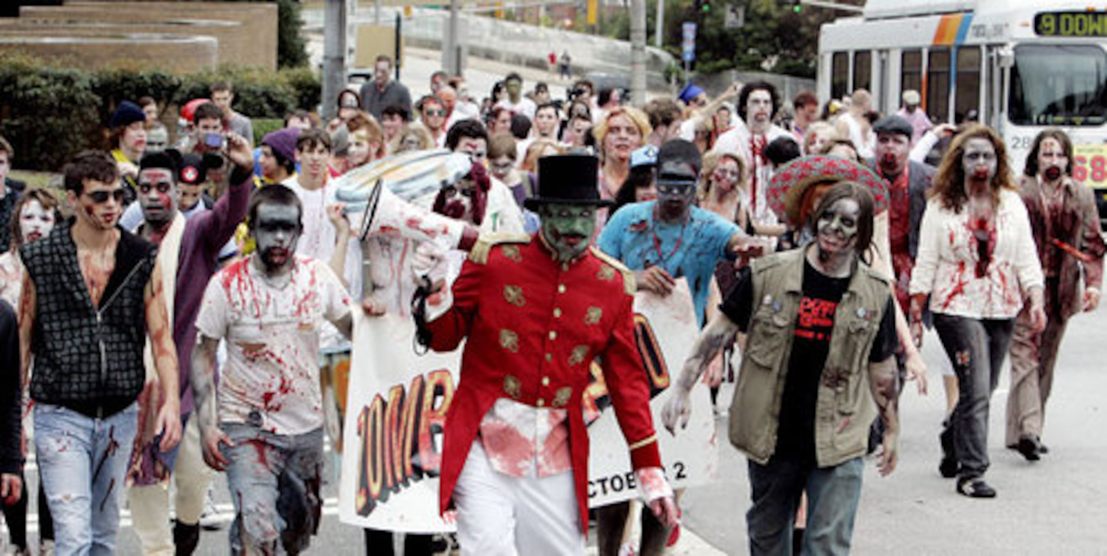 Ghouls and zombies parade through the Capitol grounds.