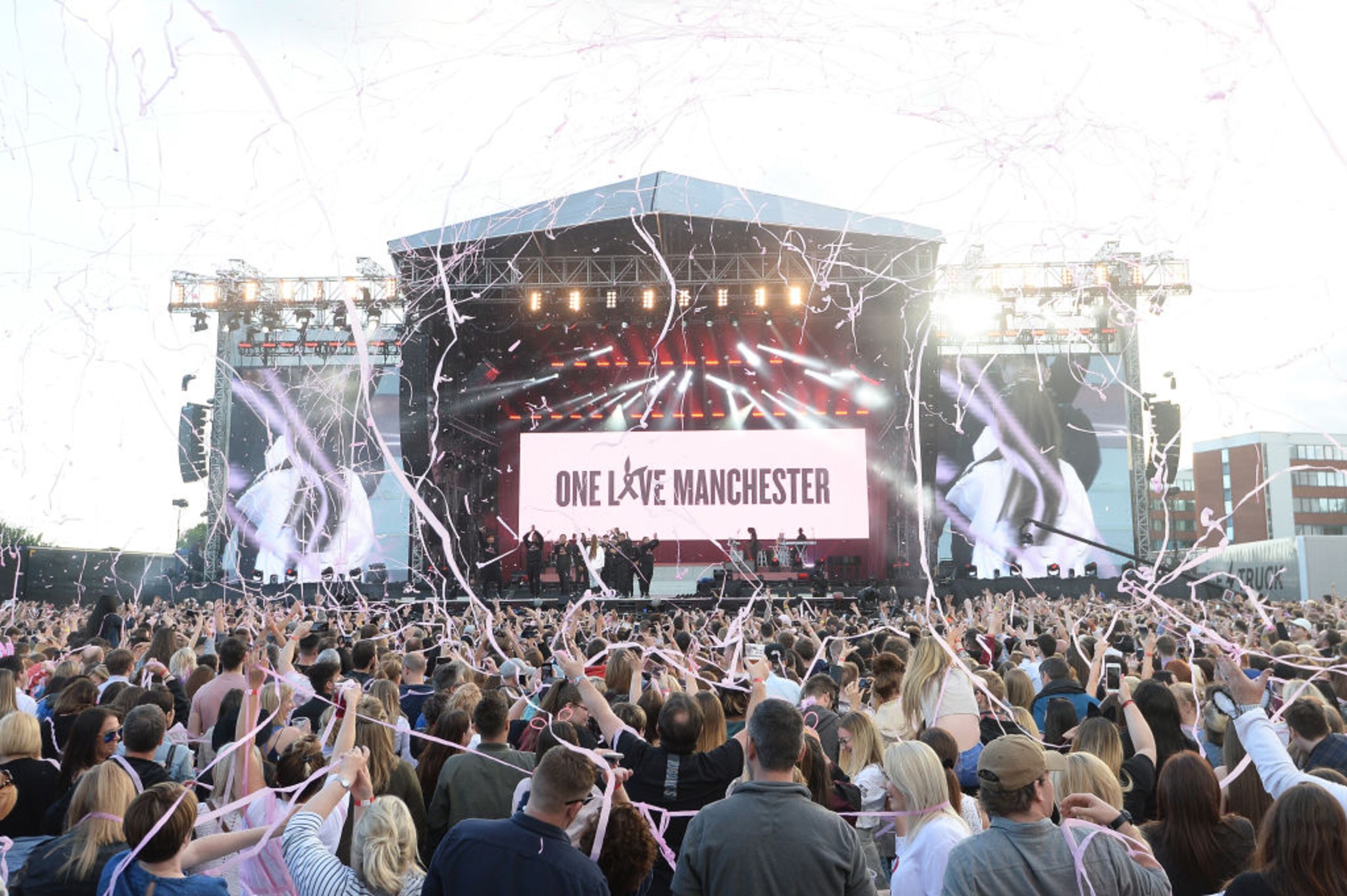 MANCHESTER, ENGLAND - JUNE 04: NO SALES, free for editorial use. In this handout provided by 'One Love Manchester' benefit concert Ariana Grande performs on stage on June 4, 2017 in Manchester, England. Donate at www.redcross.org.uk/love (Photo by Getty Images/Dave Hogan for One Love Manchester)