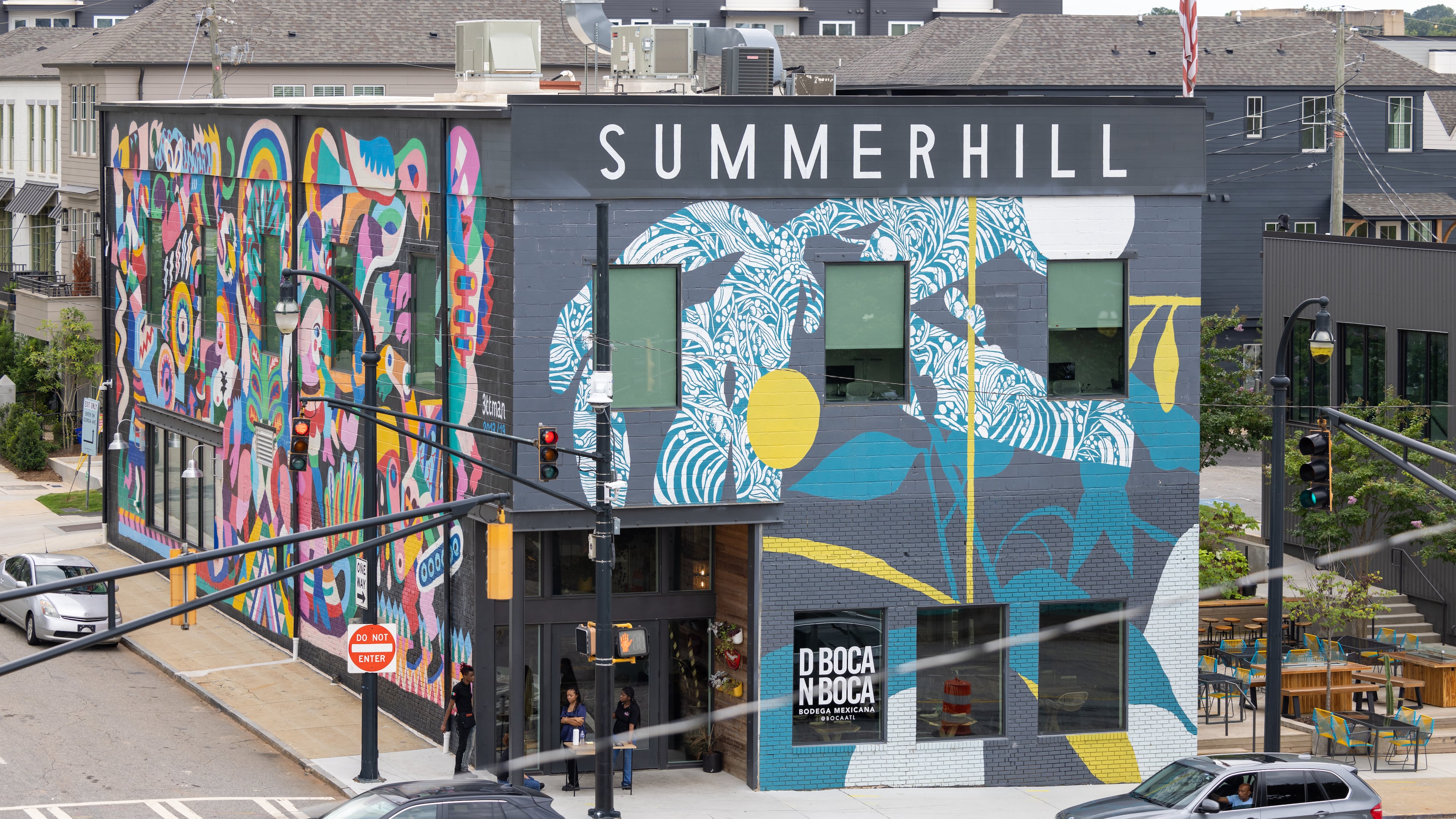 Spanish Bodega with colorful mural in Summerhill on August 20, 2022