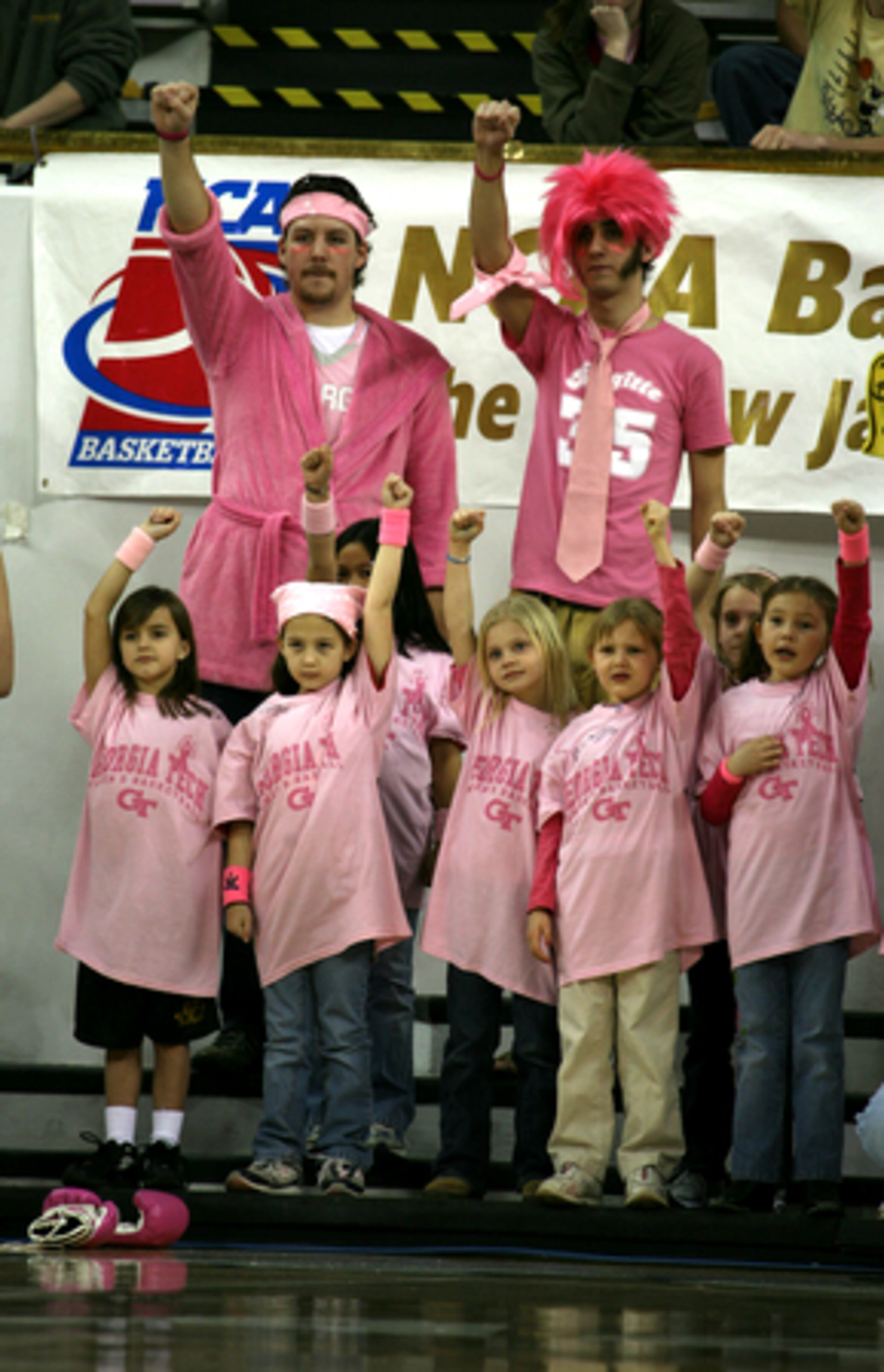 Fans cheer for the Tech women.