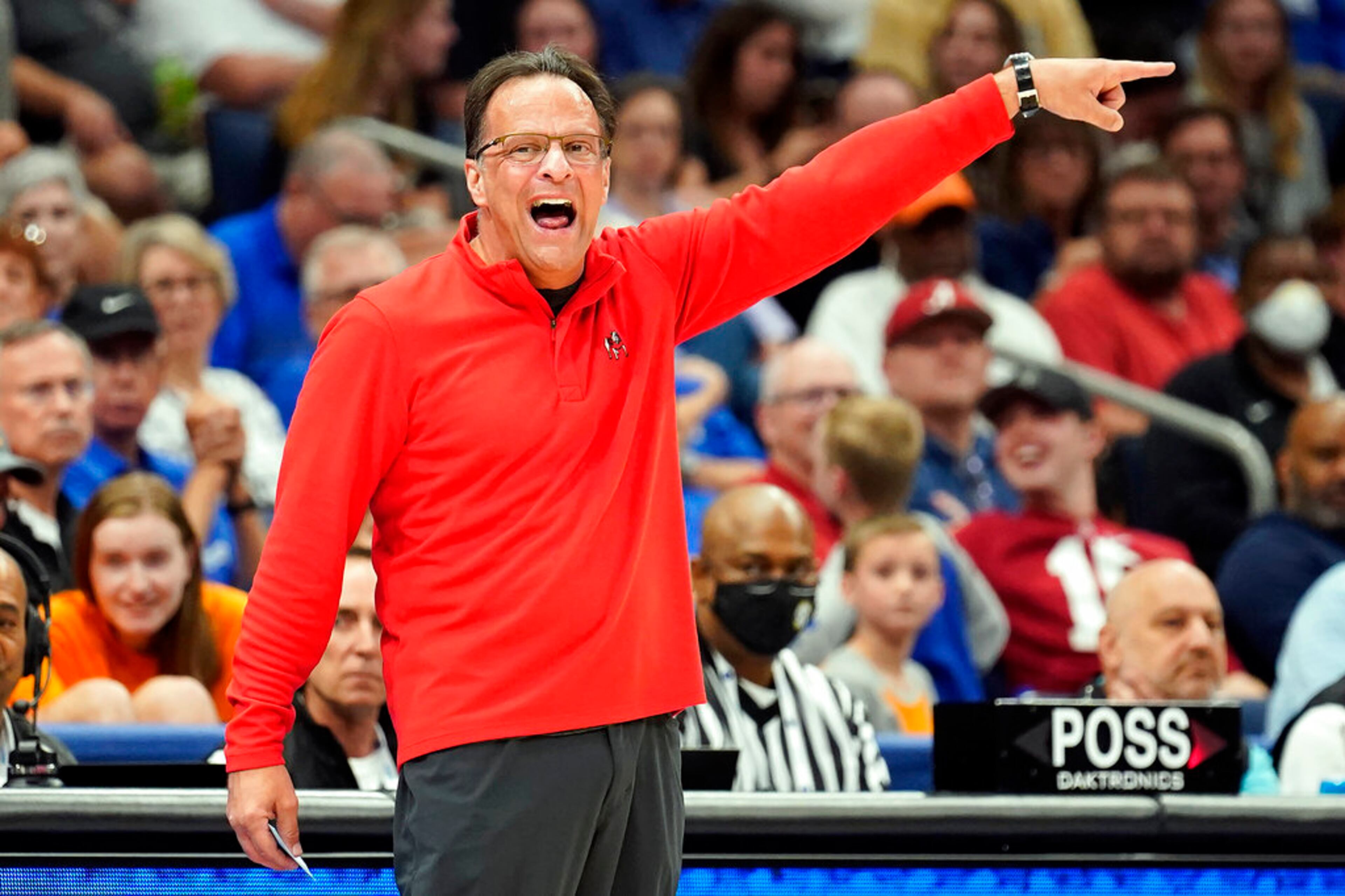 Georgia coach Tom Crean calls a play against Vanderbilt during the Southeastern Conference men's tournament Wednesday, March 9, 2022, in Tampa, Fla. (AP Photo/Chris O'Meara)