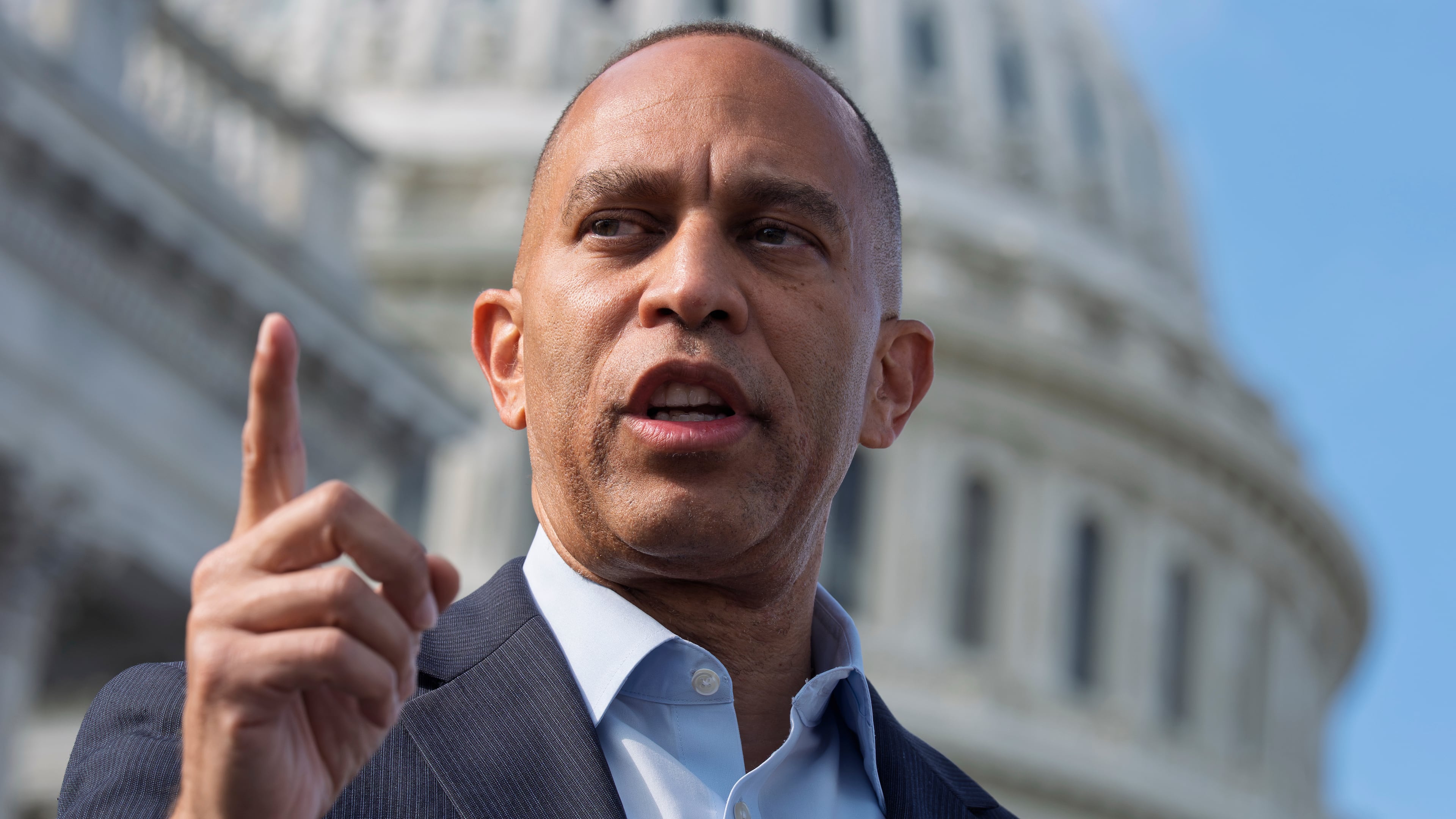 House Democratic Leader Hakeem Jeffries of New York speaks during a news conference at the Capitol in Washington, Wednesday, Sept. 30, 2026. (AP Photo/J. Scott Applewhite)
