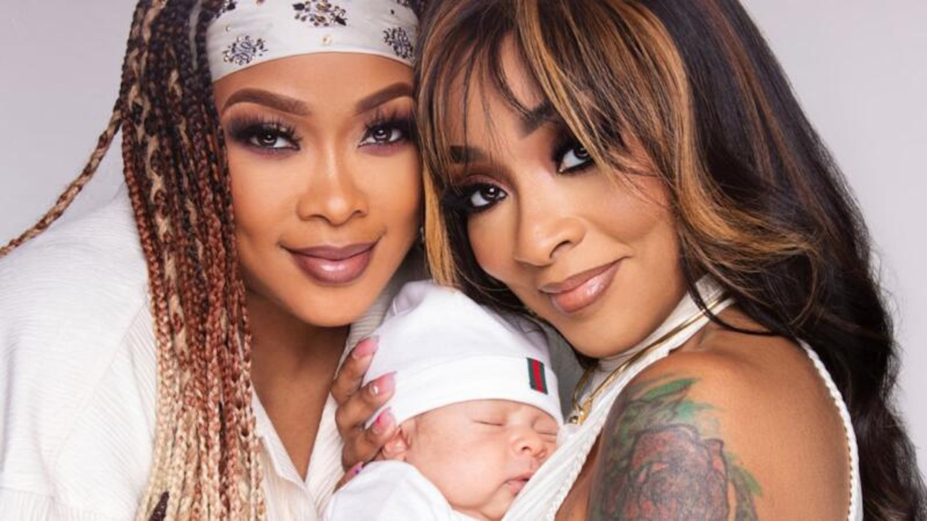 Da Brat and Jesseca "Judy" Harris-Dupart with their baby True Legend. WE-TV