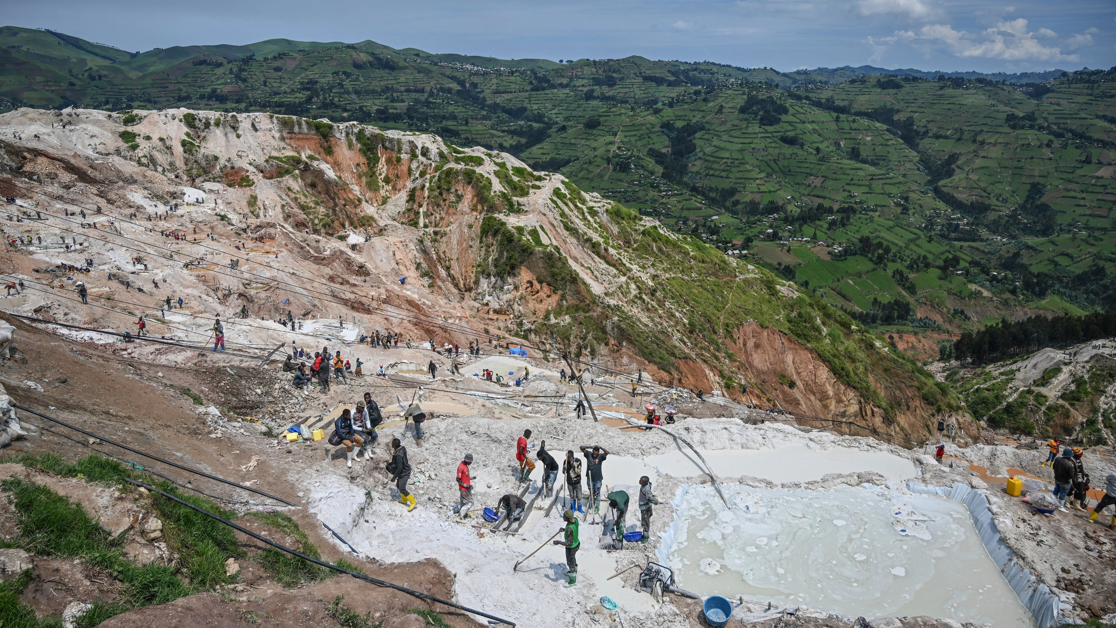 FILE - Miners work at the D4 Gakombe coltan mining quarry in Rubaya, Congo, May 9, 2025. (AP Photo/Moses Sawasawa, File)