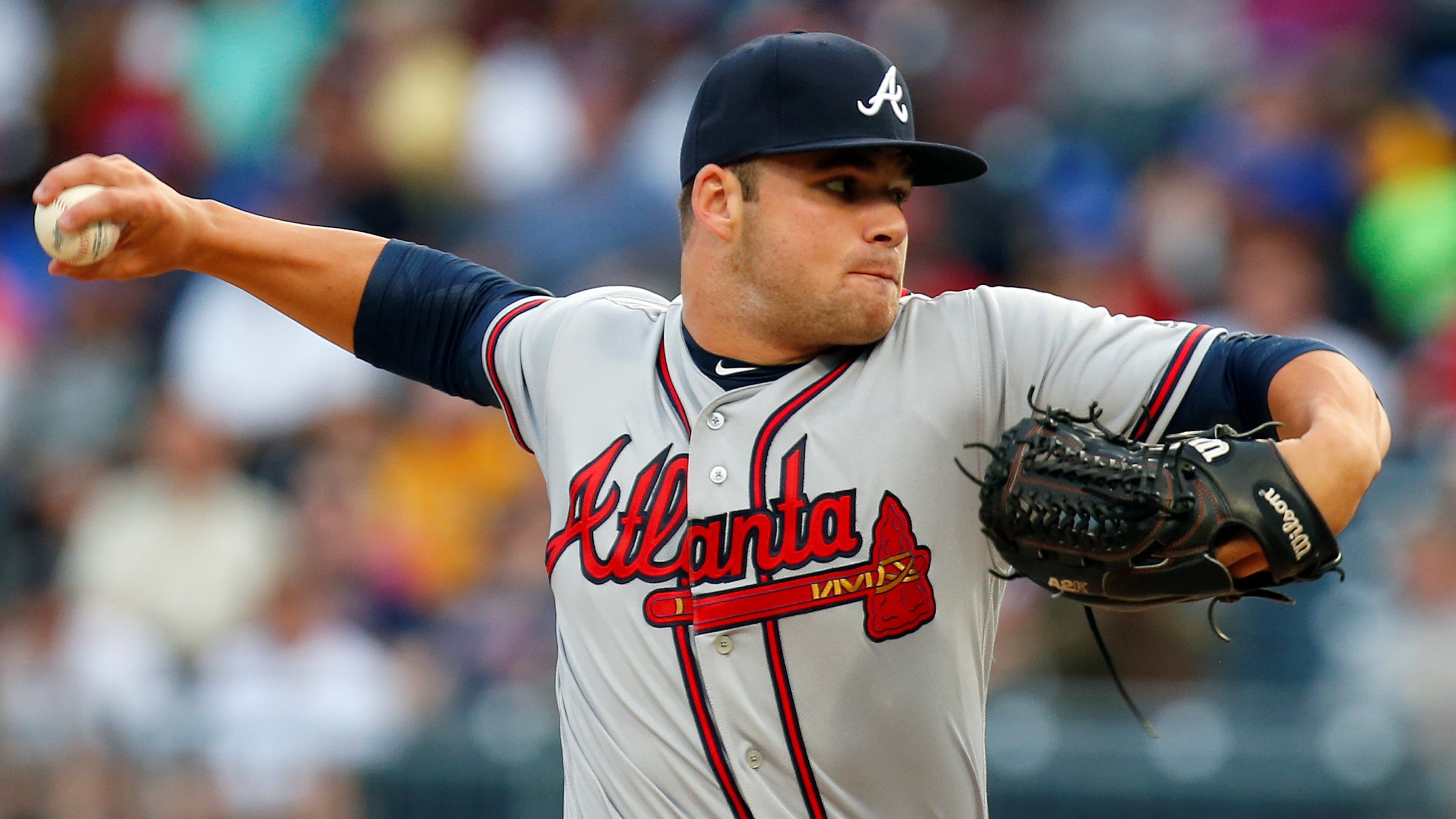 Bryse Wilson of the Atlanta Braves pitches in his major league debut against the Pittsburgh Pirates at PNC Park on August 20, 2018 in Pittsburgh, Pennsylvania. (Photo by Justin K. Aller/Getty Images)