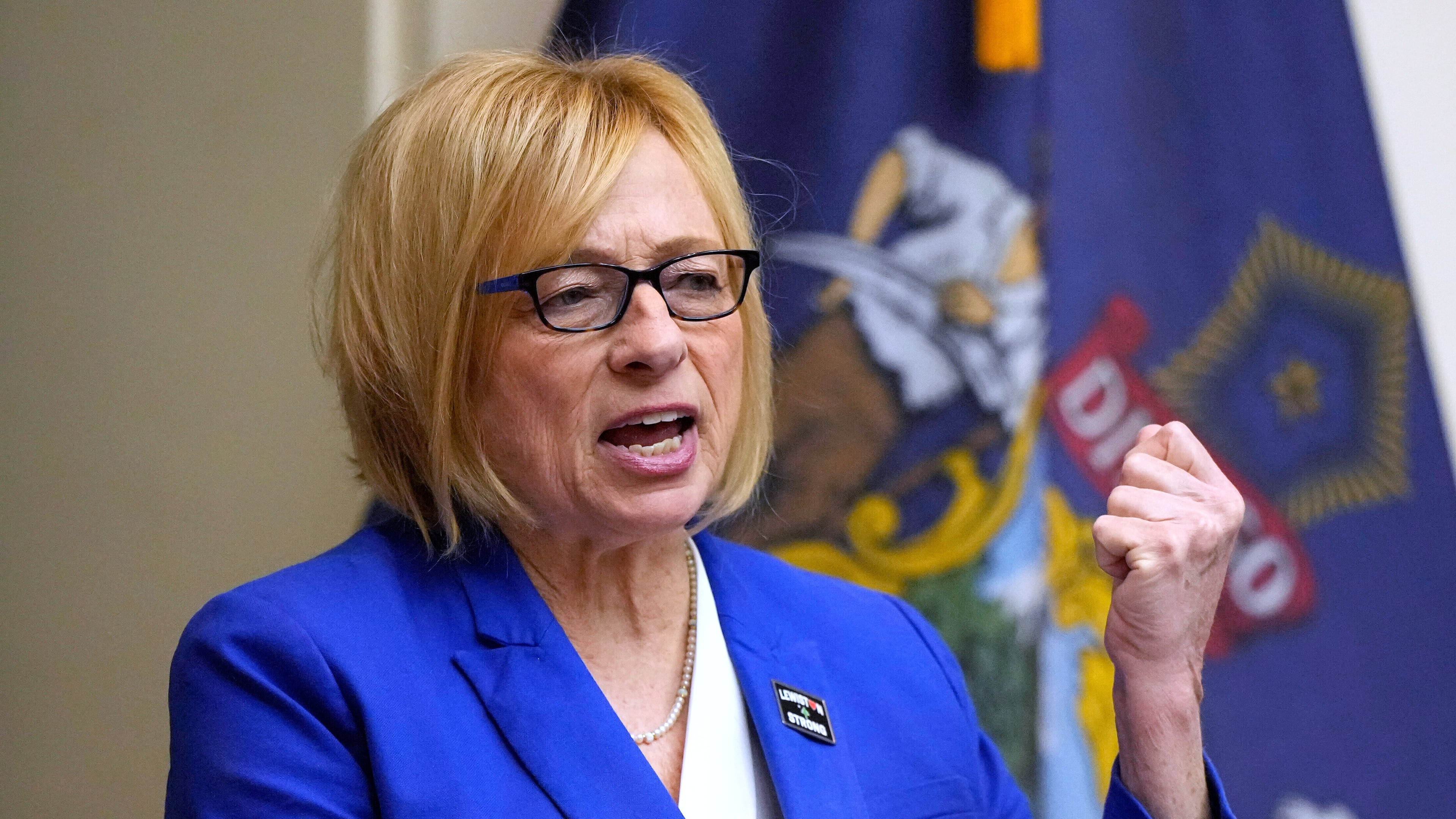 FILE - Democratic Gov. Janet Mills delivers her State of the State address, Jan. 30, 2024, at the State House in Augusta, Maine. (AP Photo/Robert F. Bukaty, File)