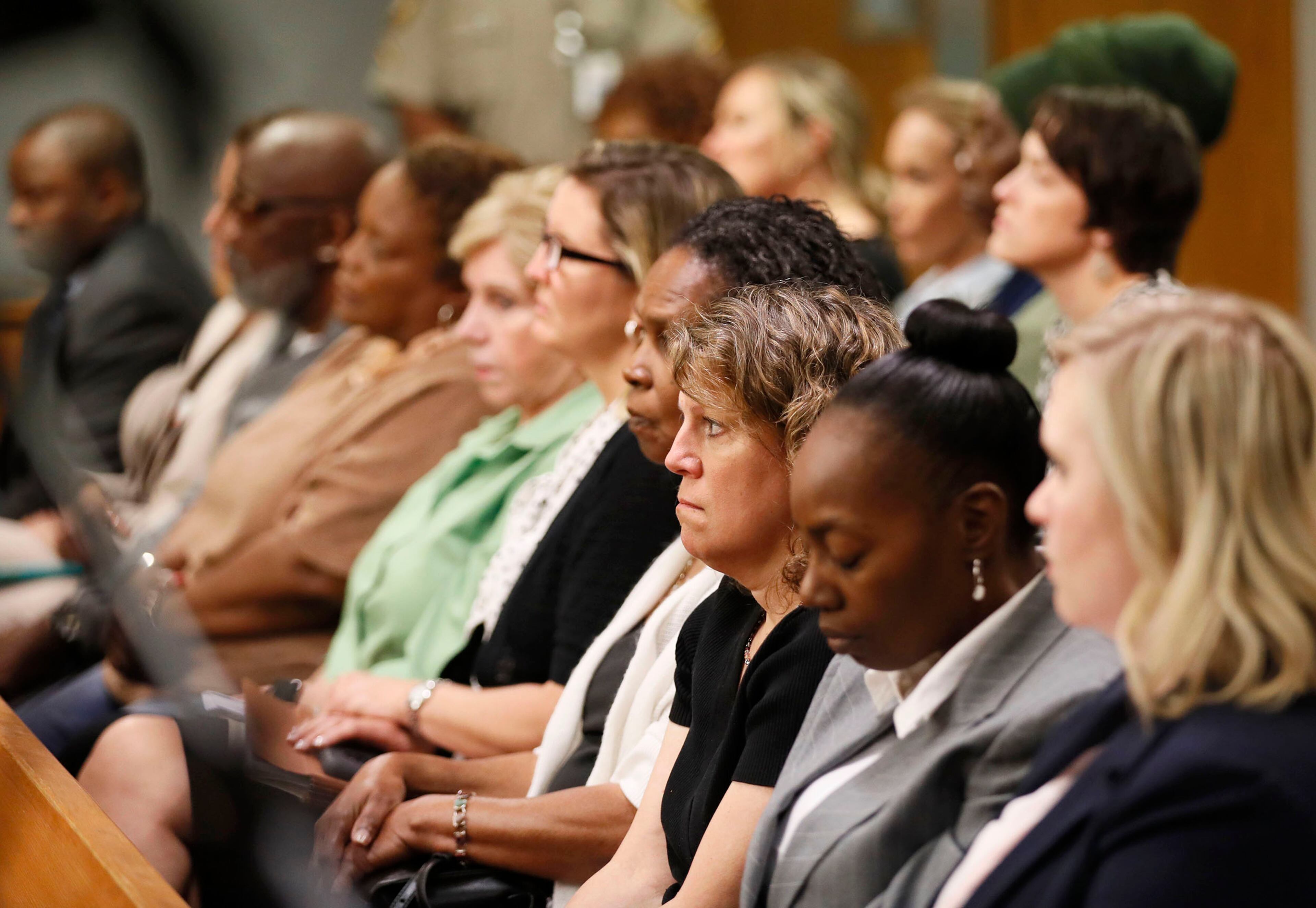 April 29, 2019 - Lawrenceville - The courtroom was silent as the verdict was read. A jury found Tiffany Moss, who is representing herself, guilty of intentionally starving her 10-year-old stepdaughter Emani to death in the fall of 2013, in addition to other charges. Bob Andres / bandres@ajc.com