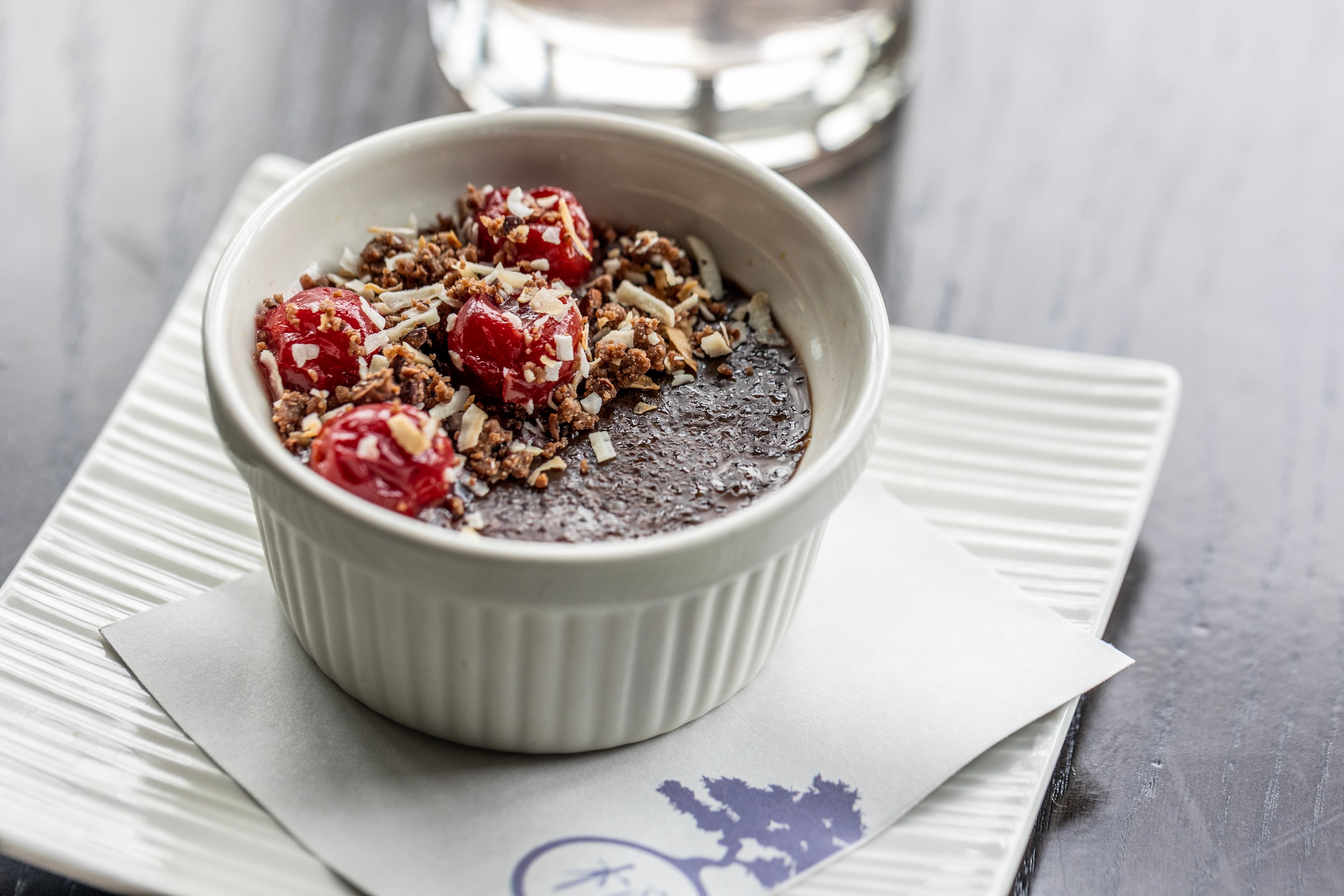 O-Ku's Valentine's Day menu includes a dark chocolate namelaka for dessert. (Courtesy of O-Ku)