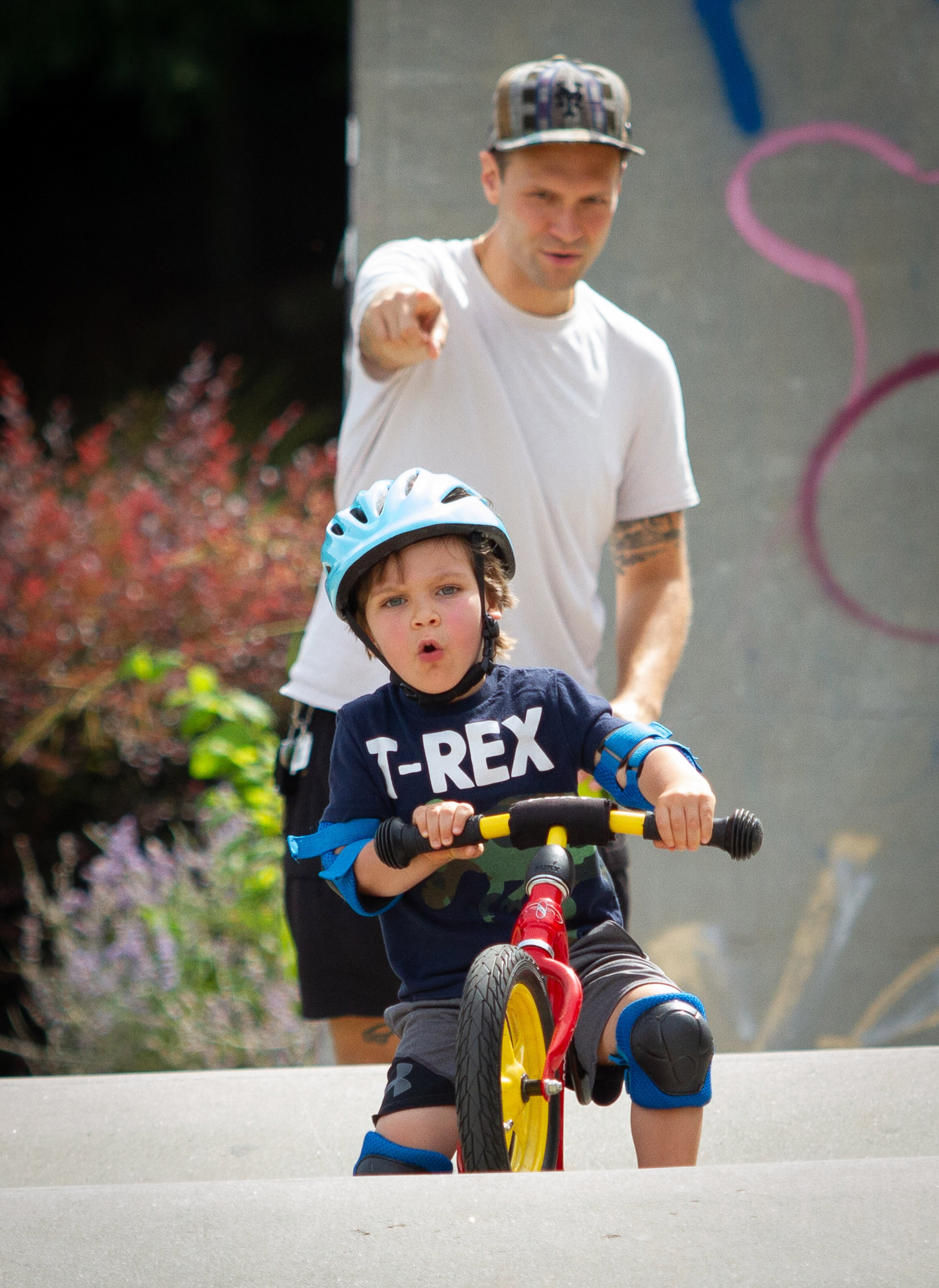 Oliver Weber, 3, rides his bike over the ramps at the Historic Fourth Ward Skatepark in Atlanta on Sunday, July 12, 2020. STEVE SCHAEFER FOR THE ATLANTA JOURNAL-CONSTITUTION