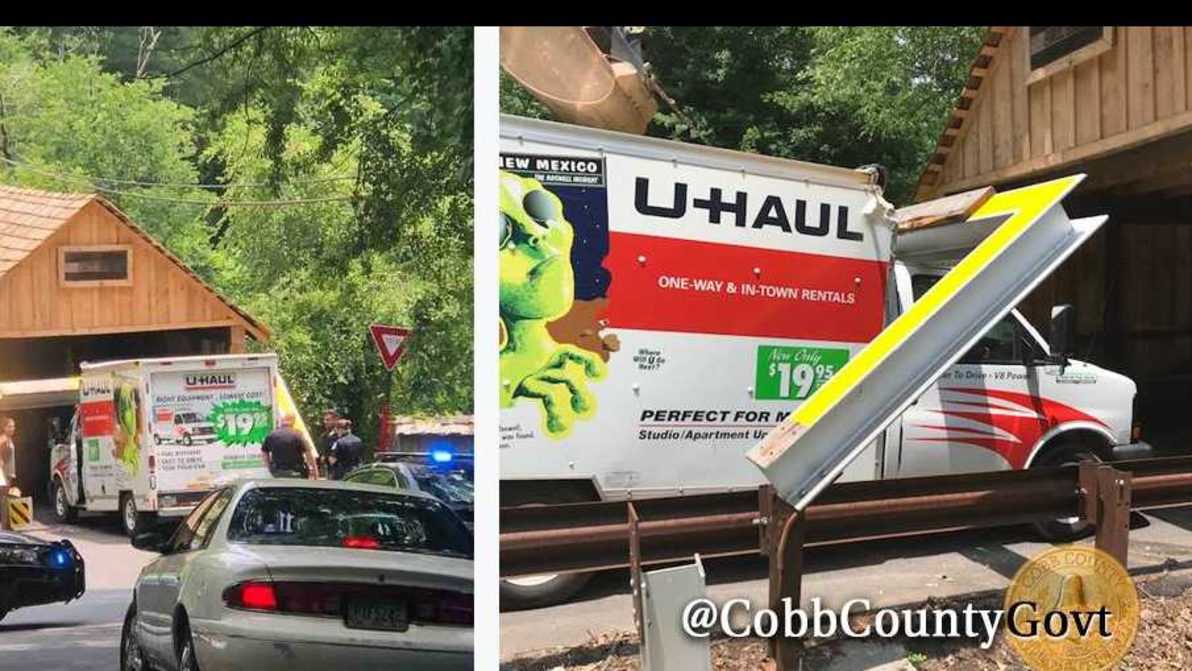 Someone ran into the covered bridge near Smyrna again.