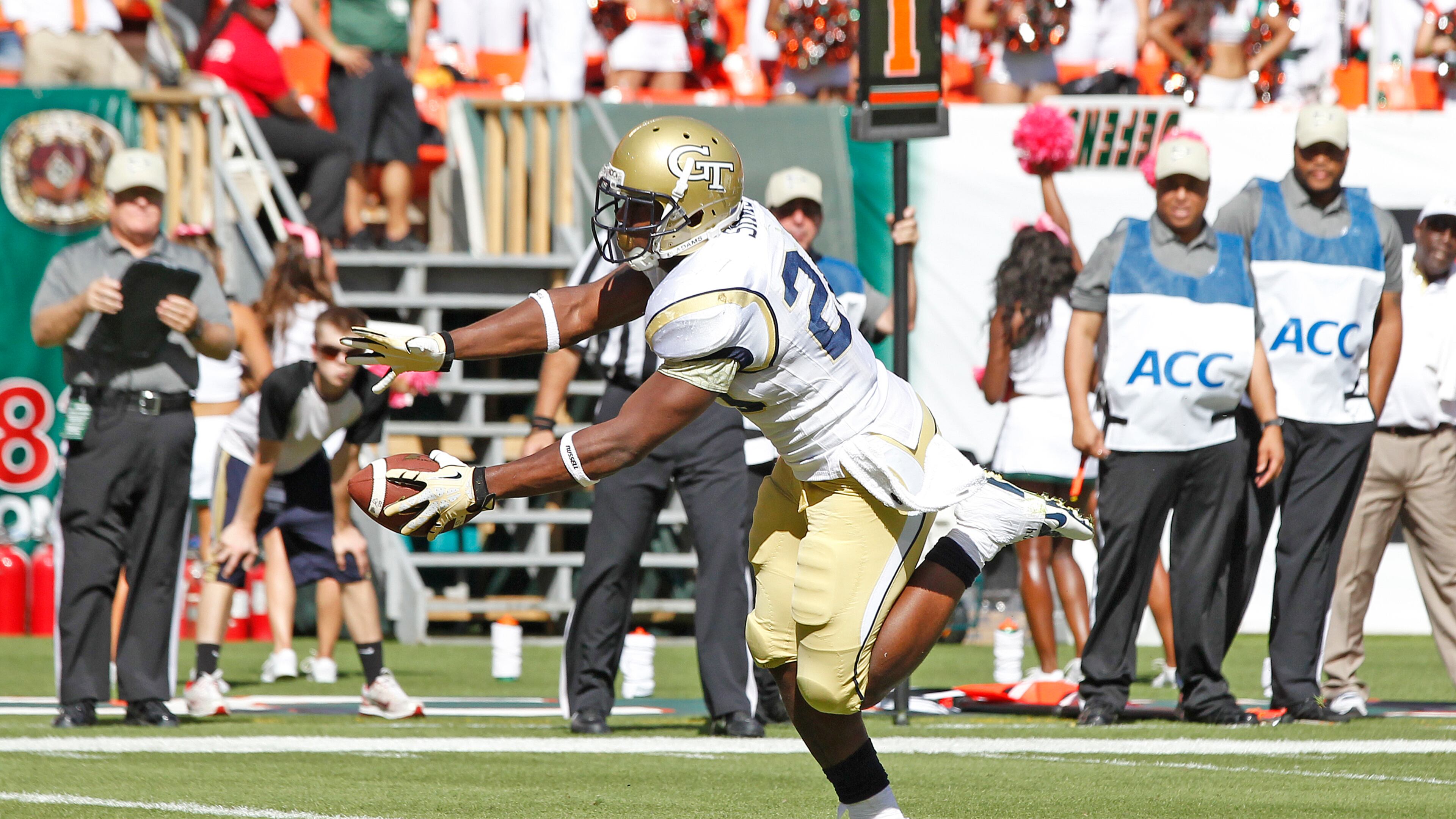 Georgia Tech B-back David Sims finished his Tech career with 2,252 rushing yards, 11th in school history. (Photo by Joel Auerbach/Getty Images)