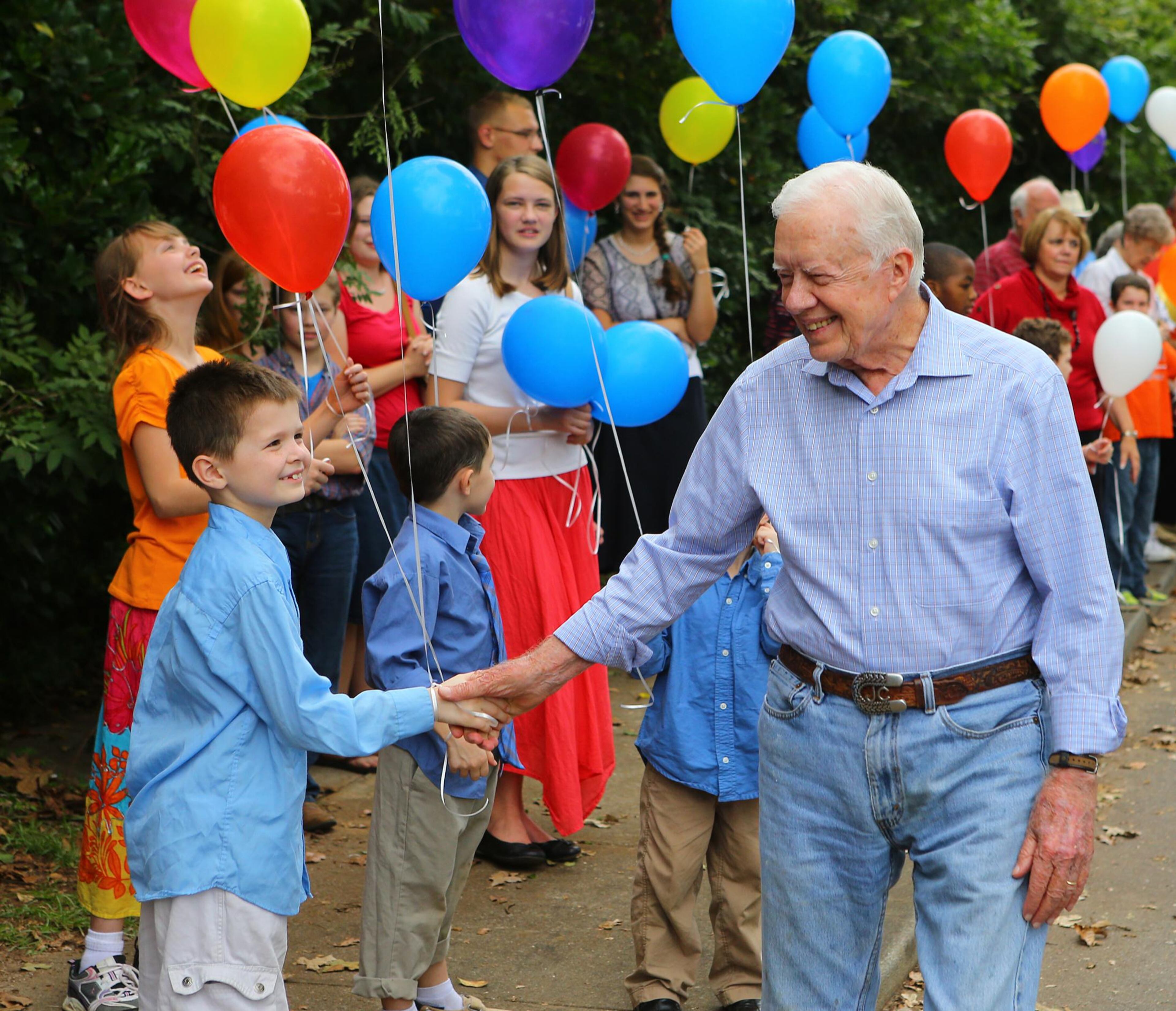 This AJC file photo shows Jimmy Carter at his surprise 90th birthday party in Plains. (CURTIS COMPTON / CCOMPTON@AJC.COM)