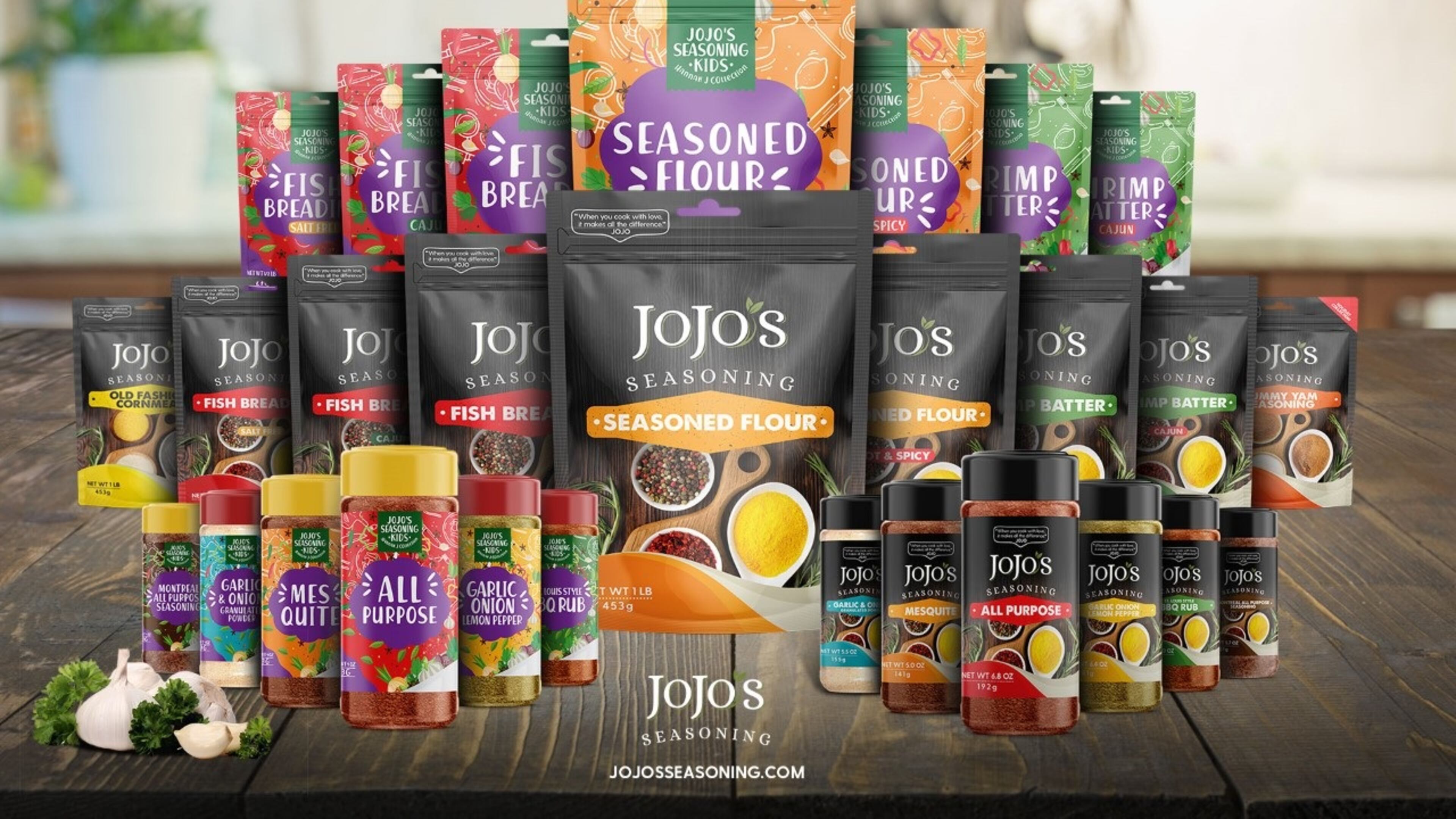 Seasoning mixes and spice blends from JoJo’s Seasonings. Courtesy of Chef JoJo