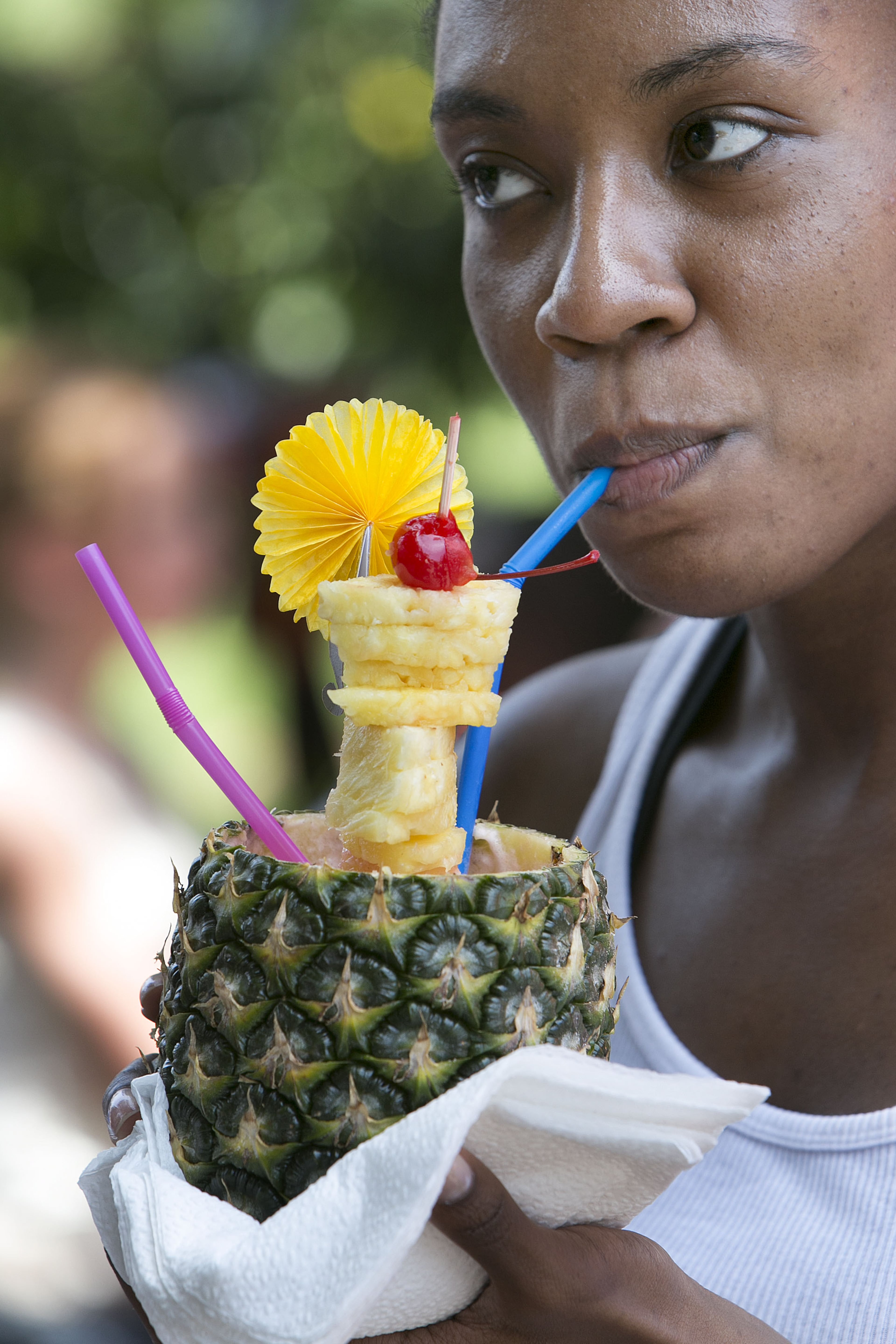 Lake Glover cooled down with a Pineapple Smoothy as local artisans and national classics presented their best products at the 4th Annual Atlanta Ice Cream Festival at Piedmont Park in Atlanta on Saturday, July 26, 2014. There was a variety of health /wellness agencies, fitness routines, vendors, entertainment, bands and fun family activities. (Photo by Phil Skinner)
