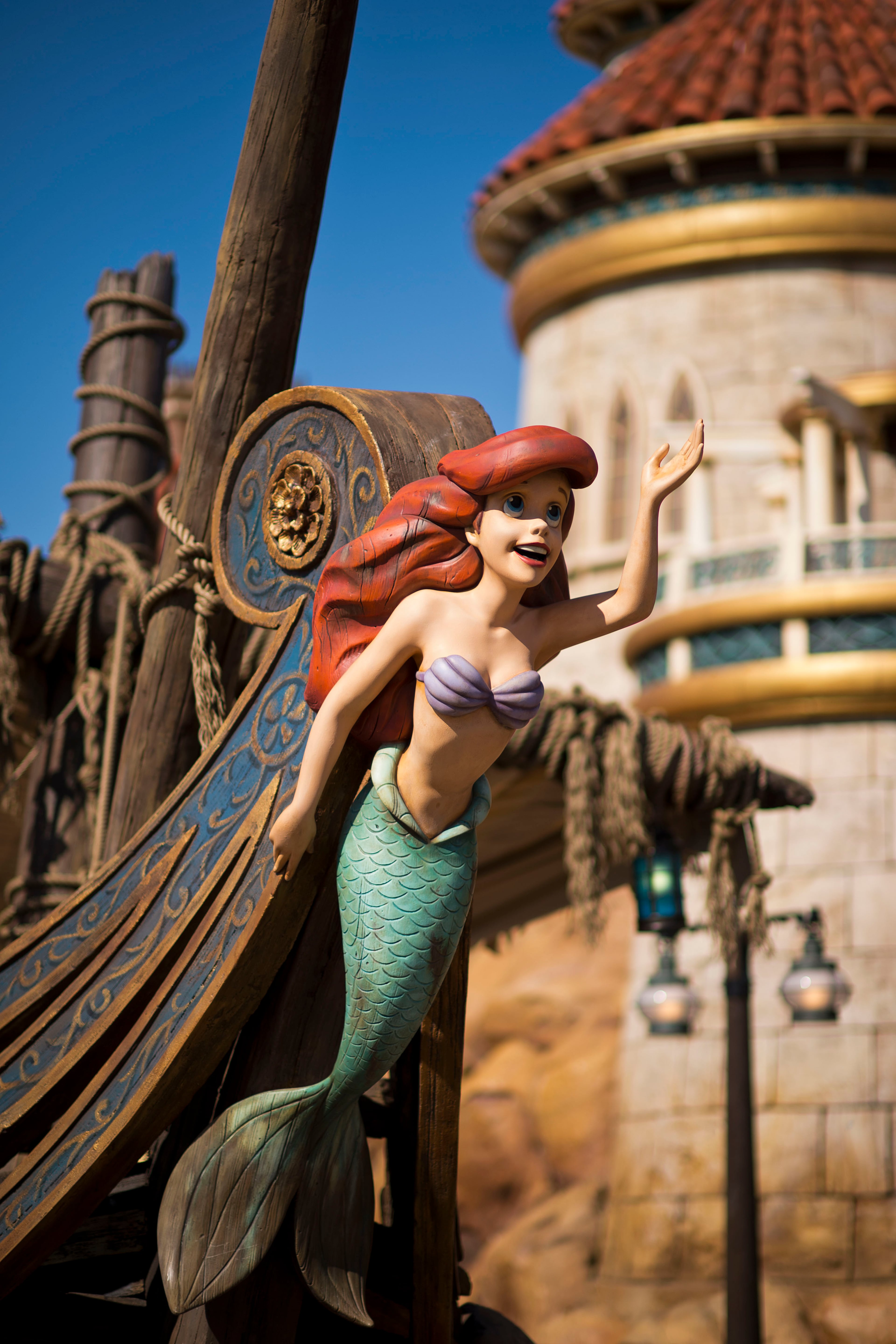 Located in Magic Kingdom, Prince Eric's Castle is home to Ariel and her friends in Under the Sea ~ Journey of The Little Mermaid. This new attraction will take guests through beautifully rendered scenes featuring classic songs from the popular animated feature film. The attraction is part of New Fantasyland, a multiyear project and the largest expansion in Magic Kingdom history. Grand opening of New Fantasyland is set for Dec. 6, 2012 at Walt Disney World Resort in Lake Buena Vista, Fla.