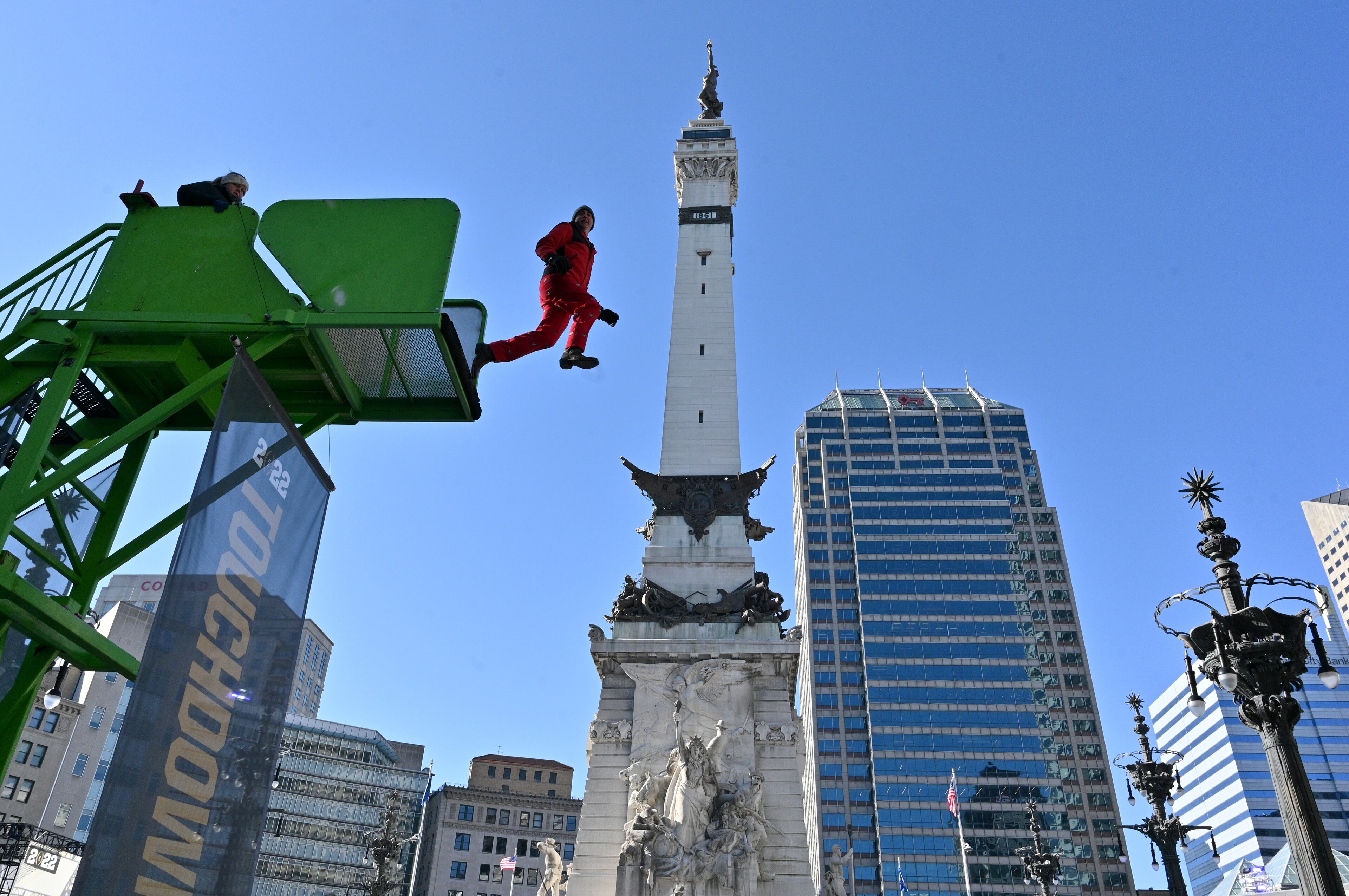 Georgia fans enjoy tailgating activities at Monument Circle during Allstate Championship Tailgate event prior to the 2022 College Football Playoff National Championship Game at Lucas Oil Stadium in Indianapolis on Monday, January 10, 2022. (Hyosub Shin / Hyosub.Shin@ajc.com)