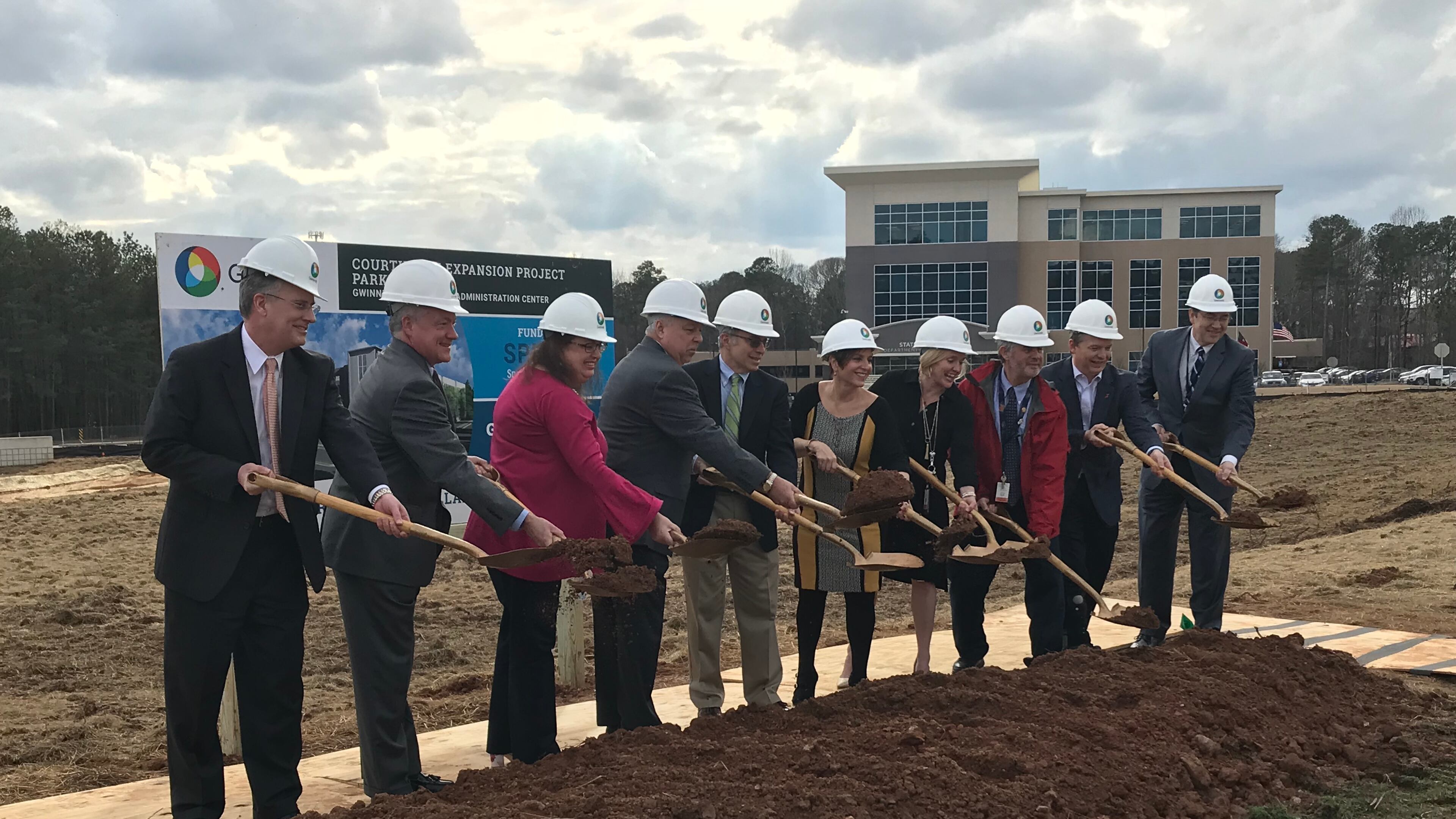 Gwinnett County officials broke ground Tuesday on the first phase of the county's courthouse expansion.
