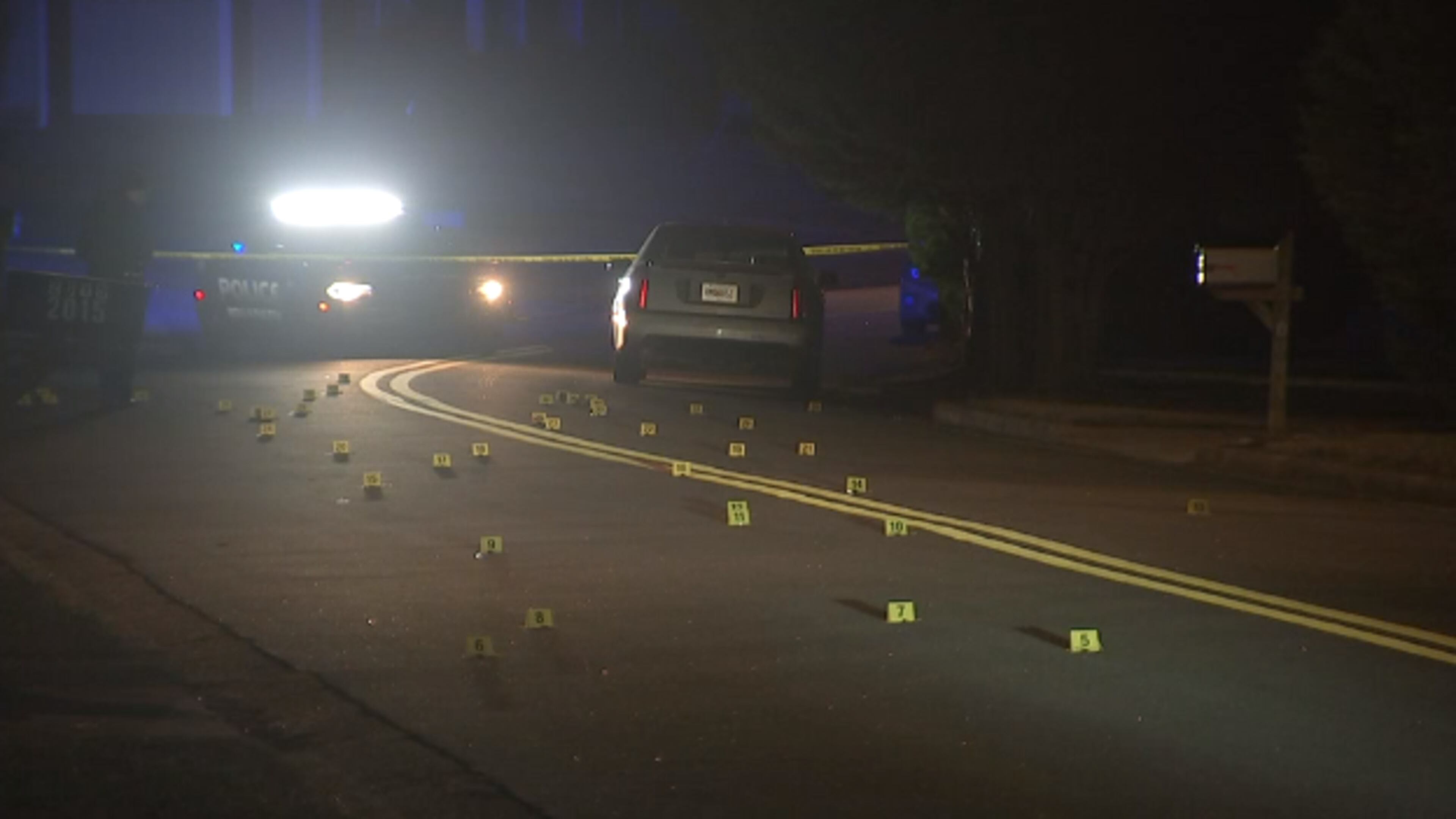 The shell casings lined Surrey Trail near Penfield Place.