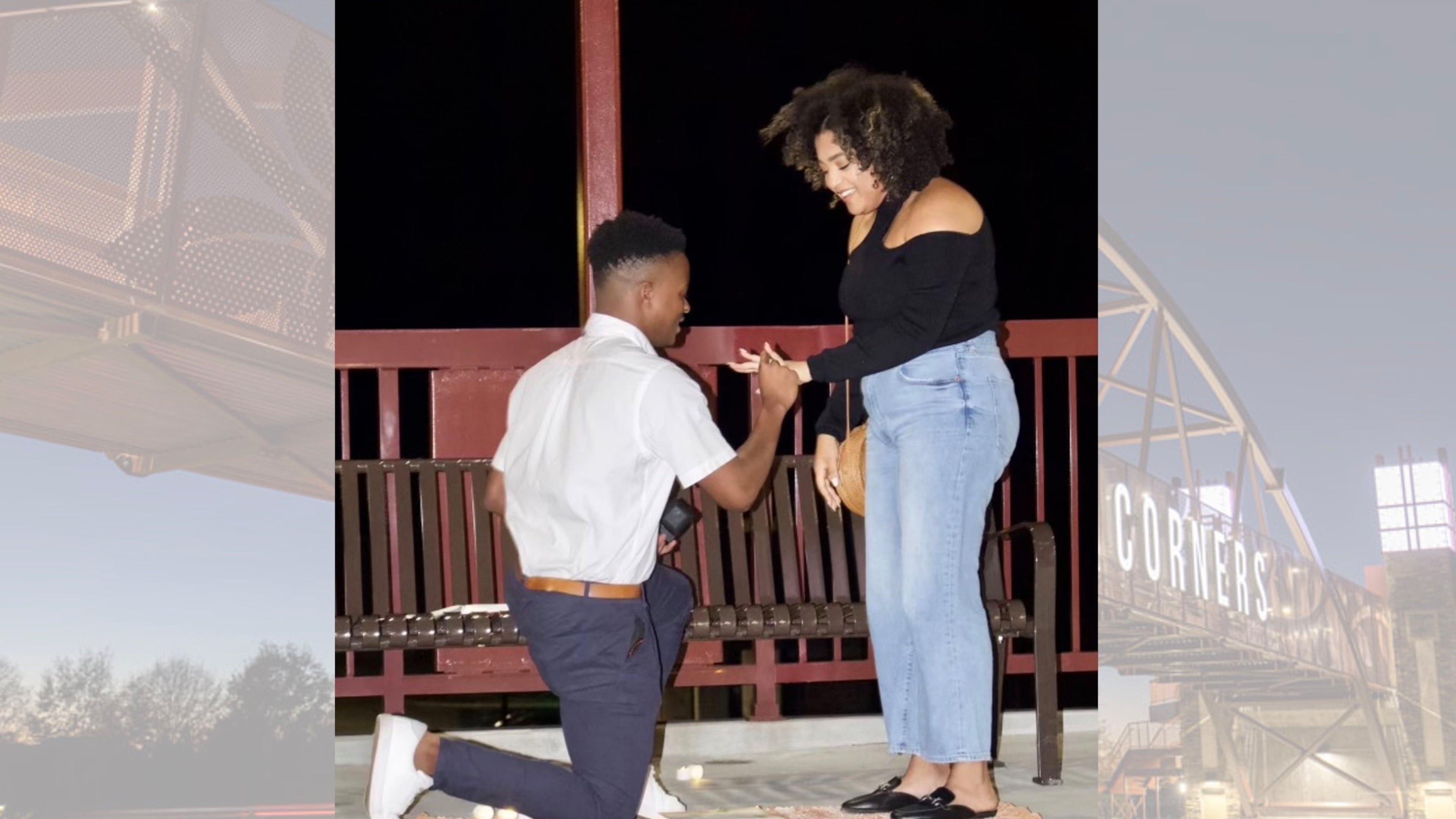 Romance blossomed on the Peachtree Corners pedestrian bridge when Jordan and Simone LaFrance became engaged. (Courtesy Jordan and Simone LaFrance)