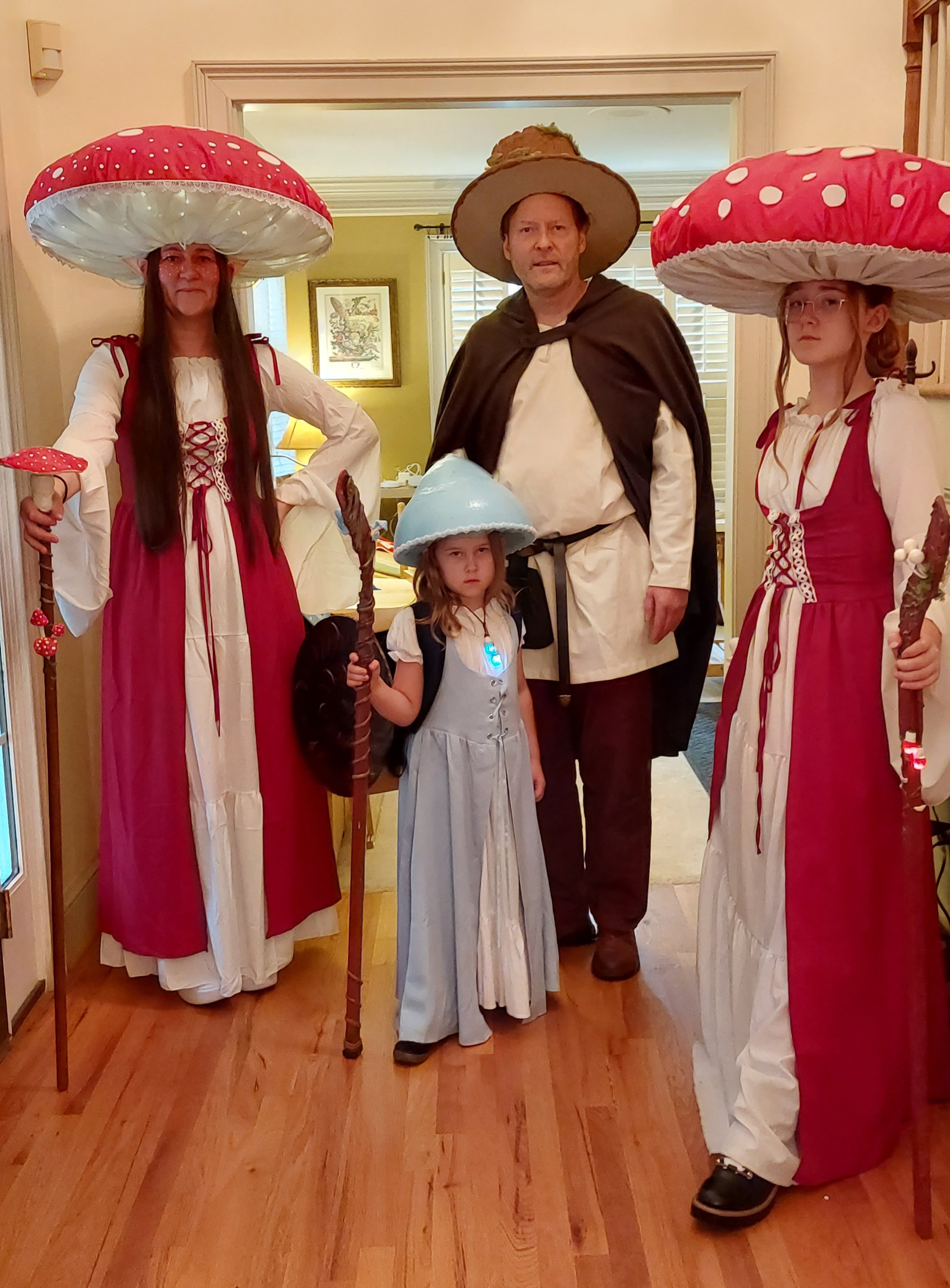 Last year, the Cozart family went to Dragon Con as mushroom wizards. While the Cozarts made elements of their costumes in years past, they had never attempted to build their own until this year. (Courtesy of Barbara Cozart)