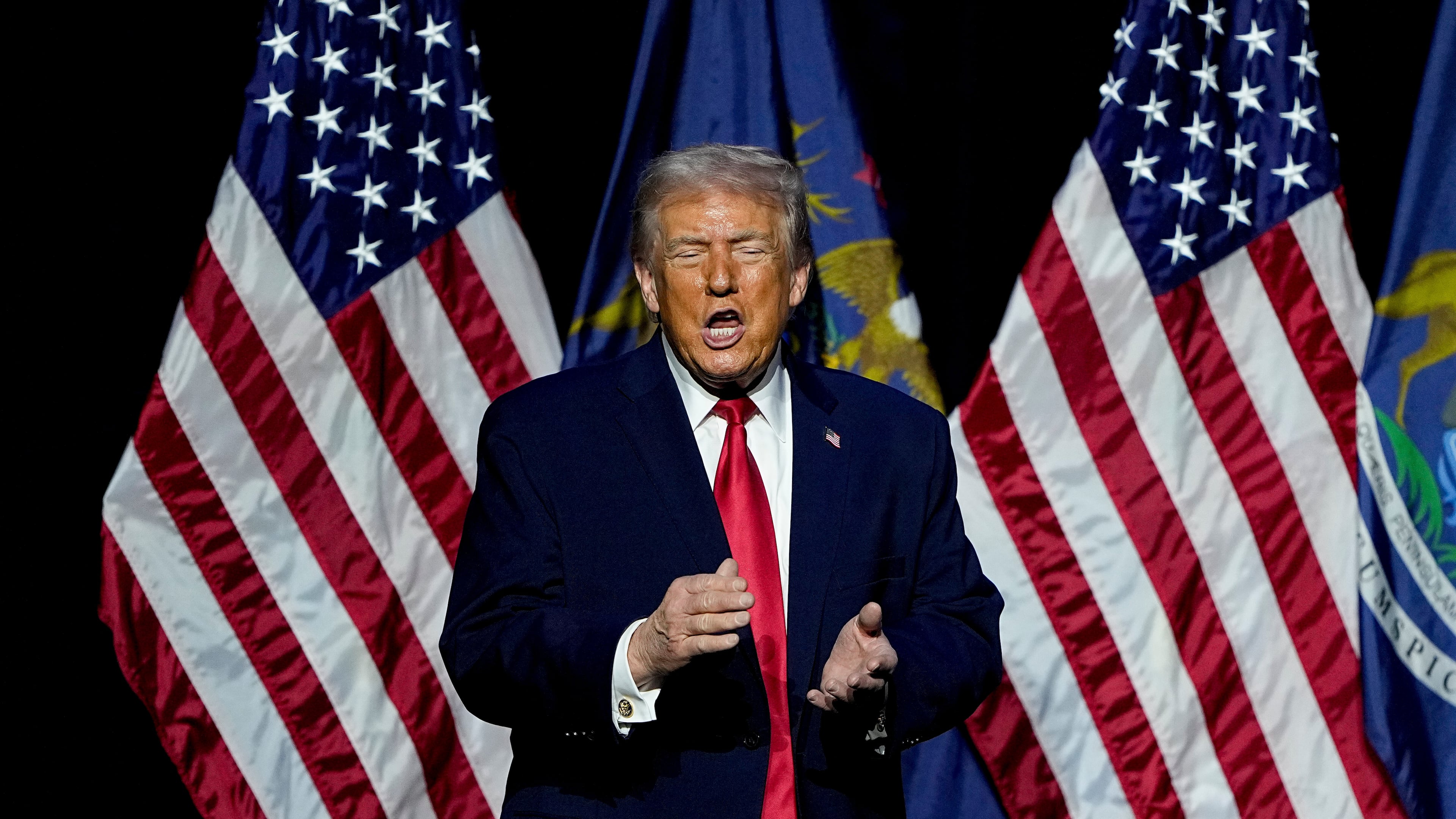 President Donald Trump speaks at the Detroit Economic Club Tuesday, Jan. 13, 2026 in Detroit. (AP Photo/Ryan Sun)