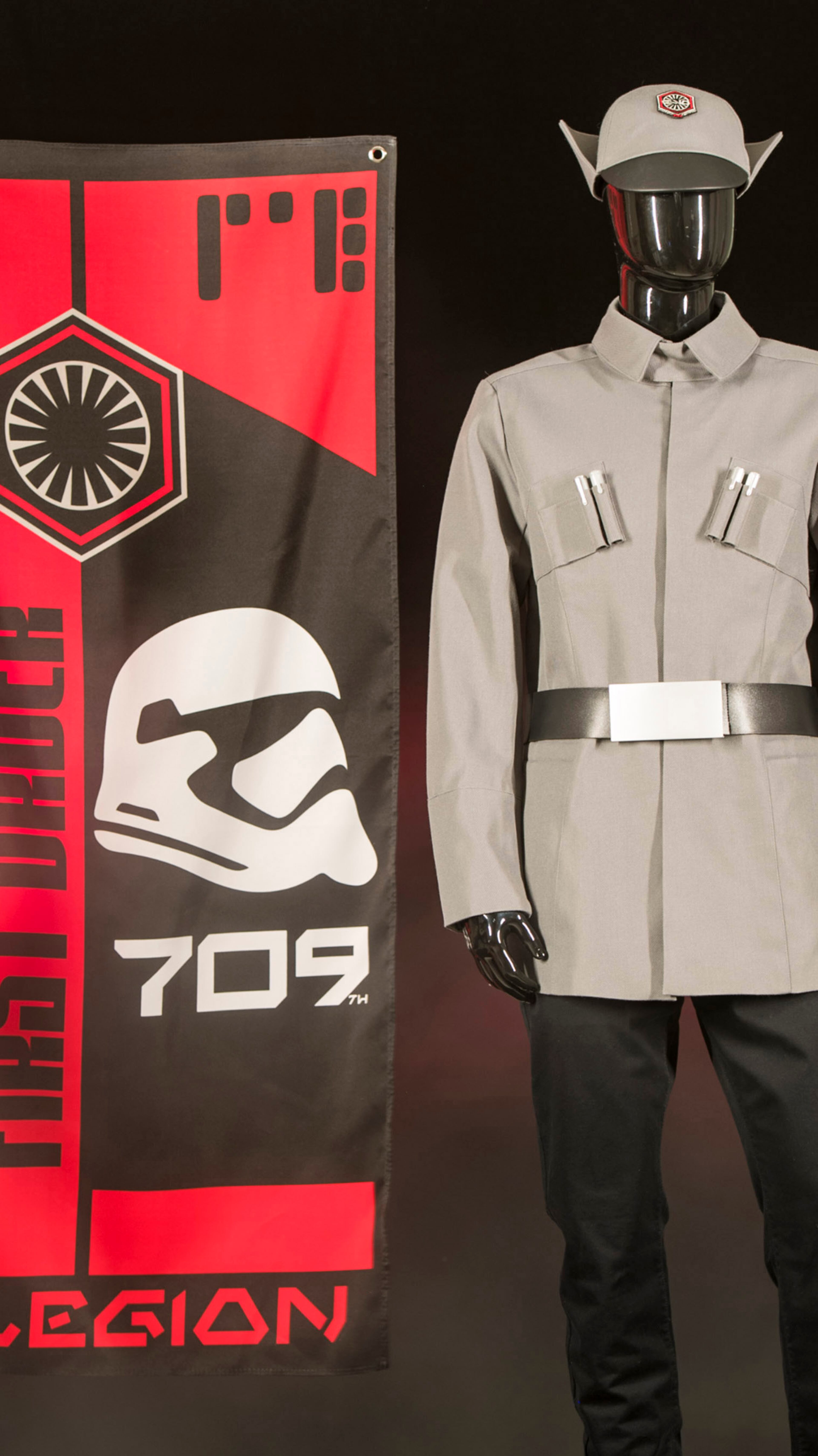 At Black Spire Outpost in Star Wars: Galaxy's Edge at Disneyland Park in Anaheim, California and at Disney's Hollywood Studios in Lake Buena Vista, Florida, guests wanting to showcase their allegiance to the First Order will be able to choose among the gear and supplies that the 709th Legion brought with them to First Order Cargo.
