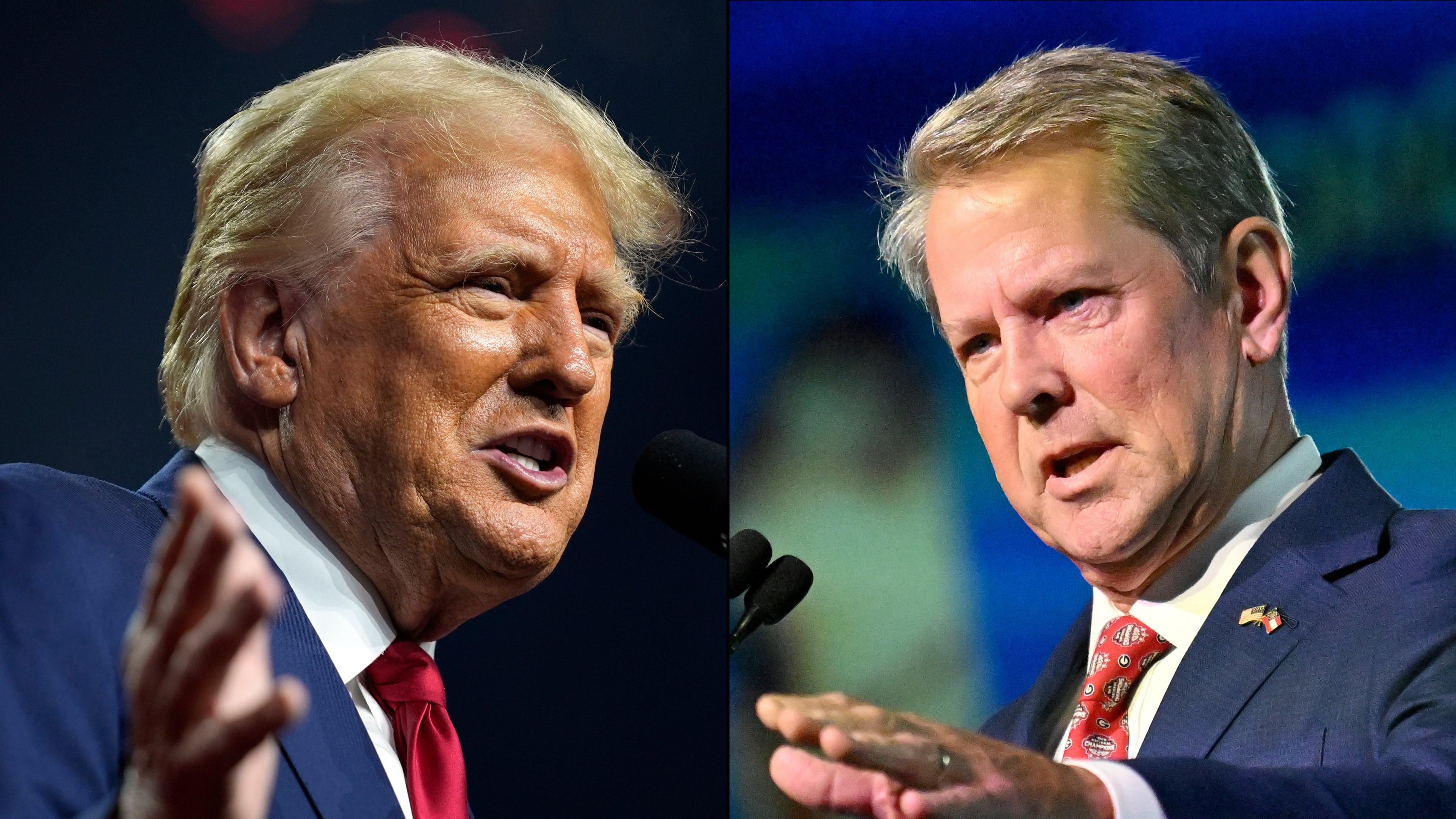 President Donald Trump, left, and Gov. Brian Kemp. (AP and AJC)