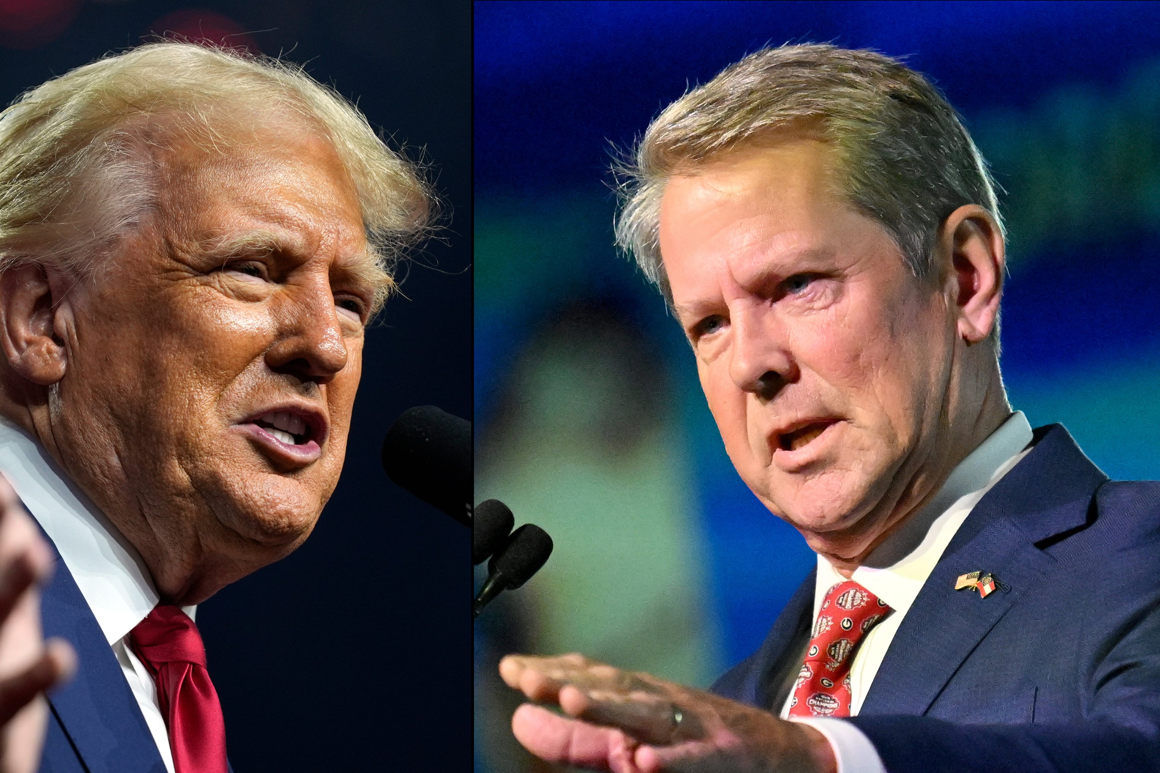 President Donald Trump, left, and Gov. Brian Kemp. (AP and AJC)
