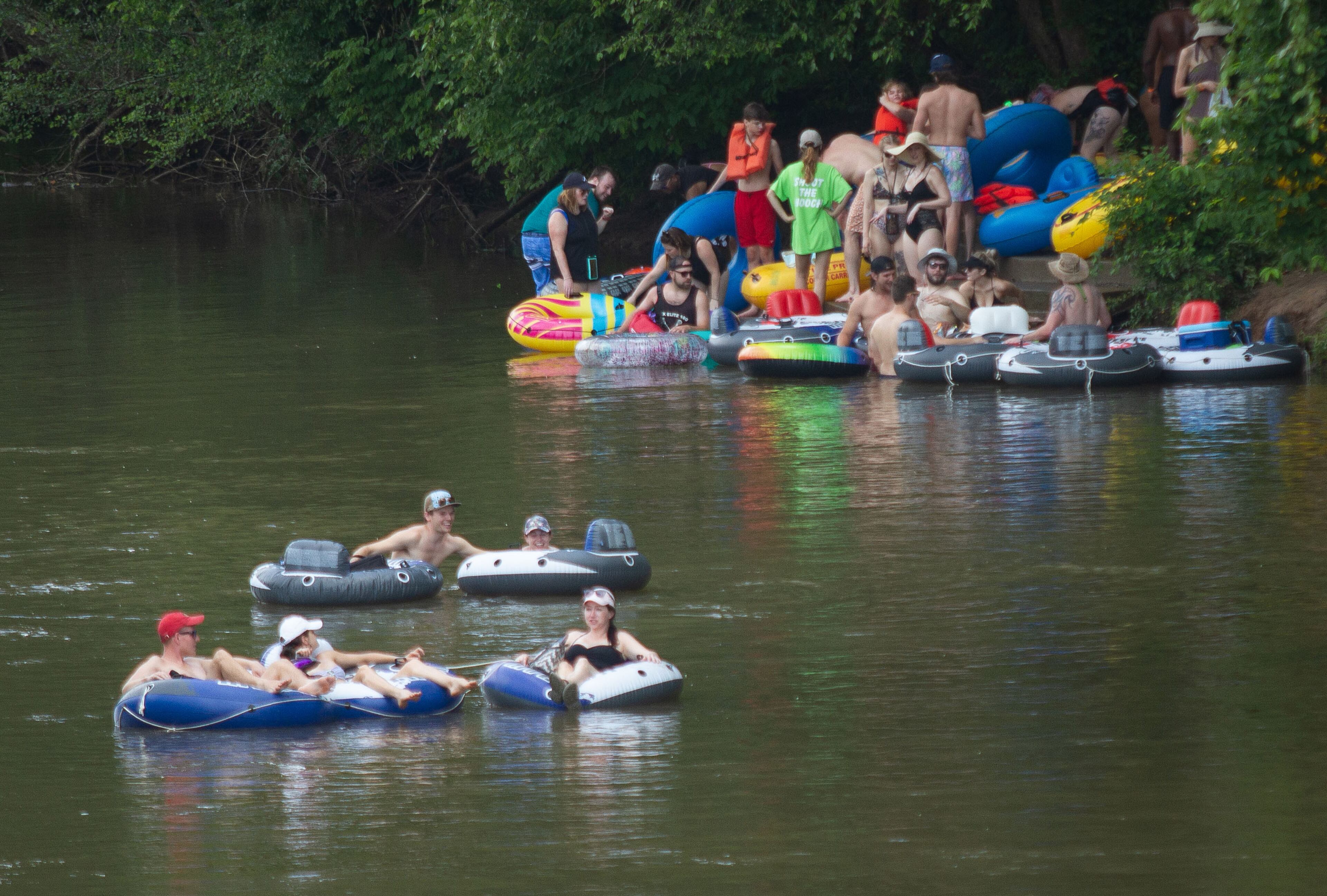 People head down the Chattahoochee River after putting in at Powers Island Park in Sandy Springs on Sunday, June 28, 2020. STEVE SCHAEFER FOR THE ATLANTA JOURNAL-CONSTITUTION