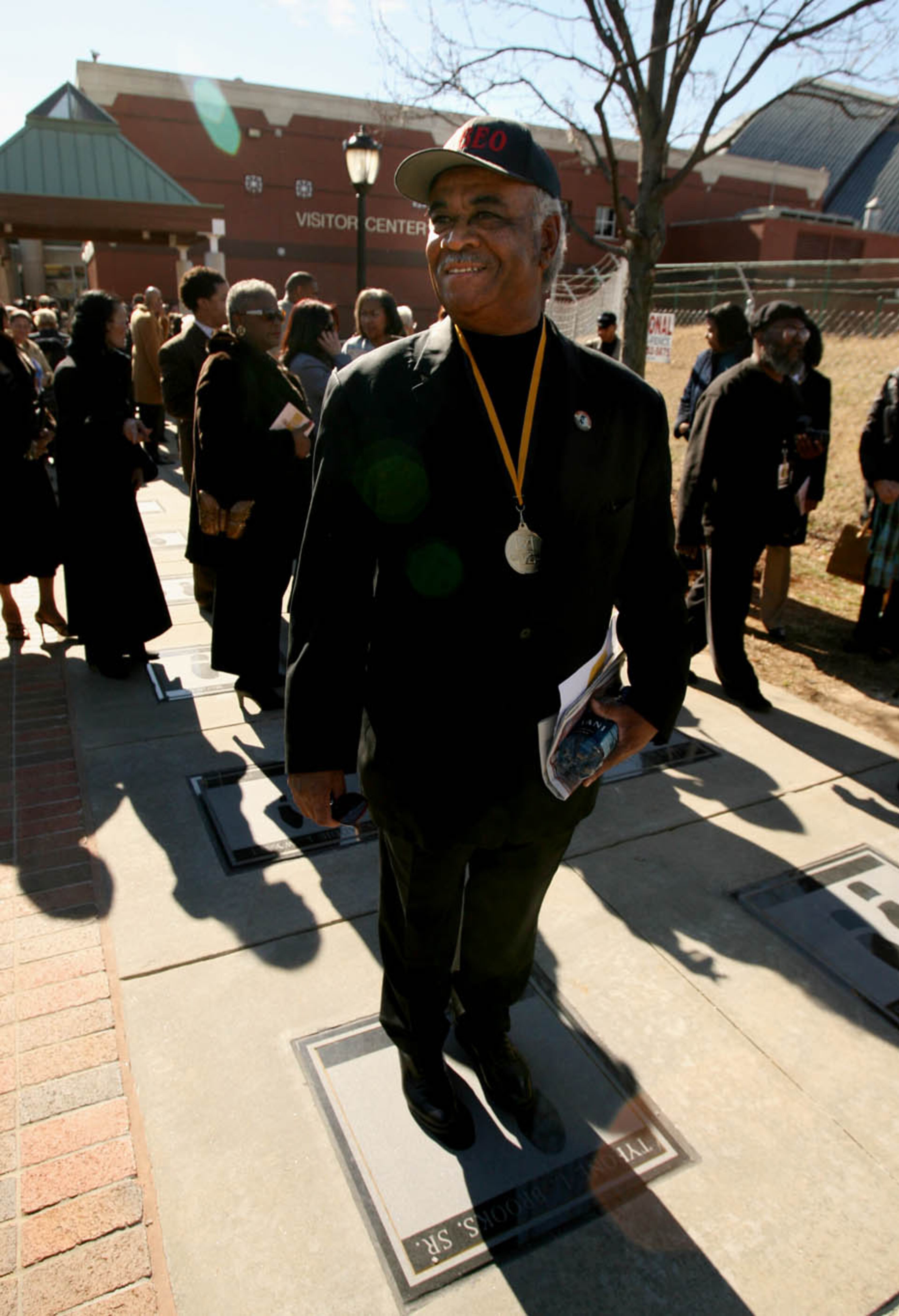 Brooks stands on his footprints on the International Civil Rights Walk of Fame at Ebenezer Baptist Church in January 2008. -- READ MORE:The latest on Brooks' case