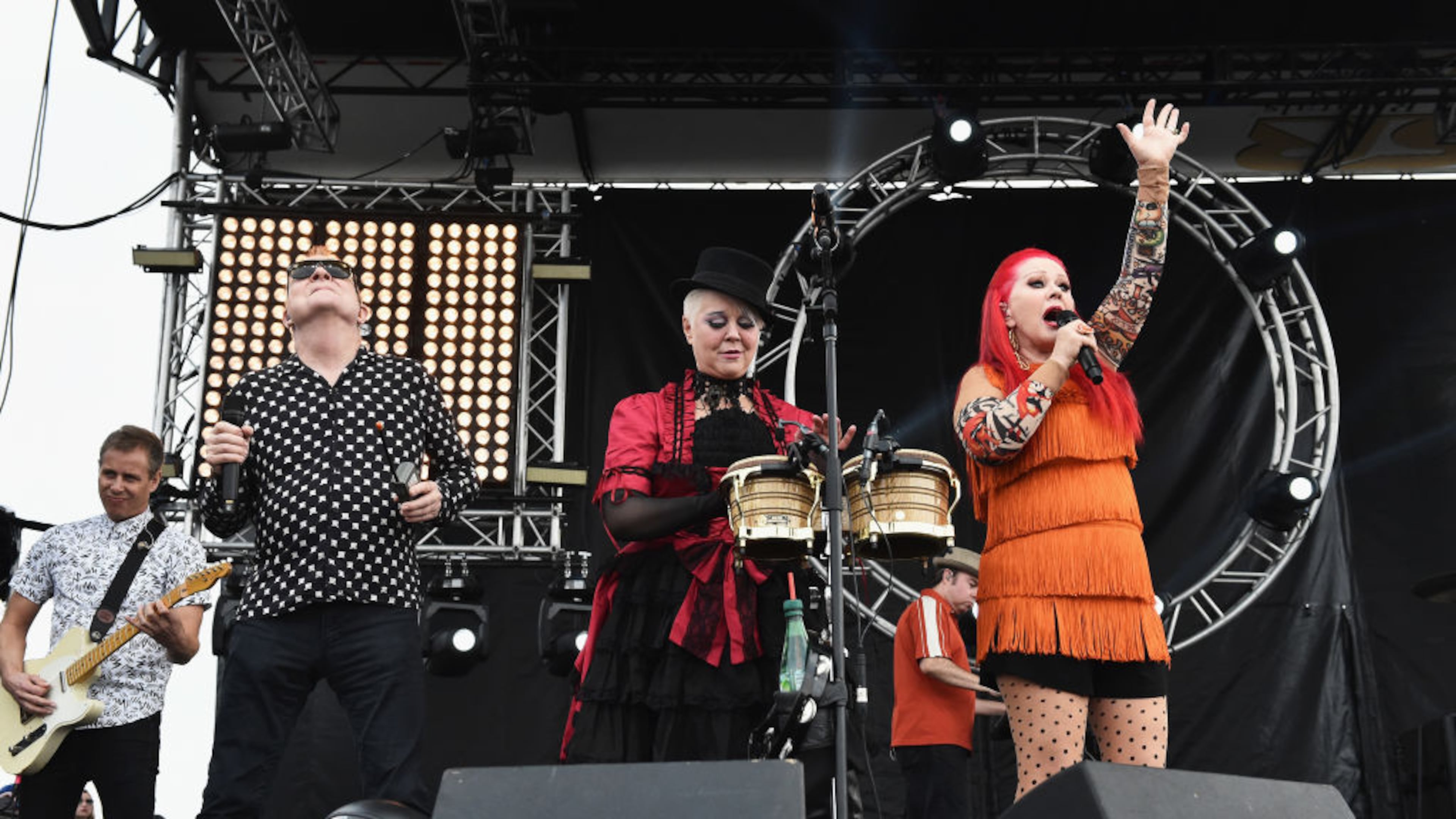 From left, Fred Schneider, Cindy Wilson and Kate Pierson have been with The B-52s since the band formed in 1976.