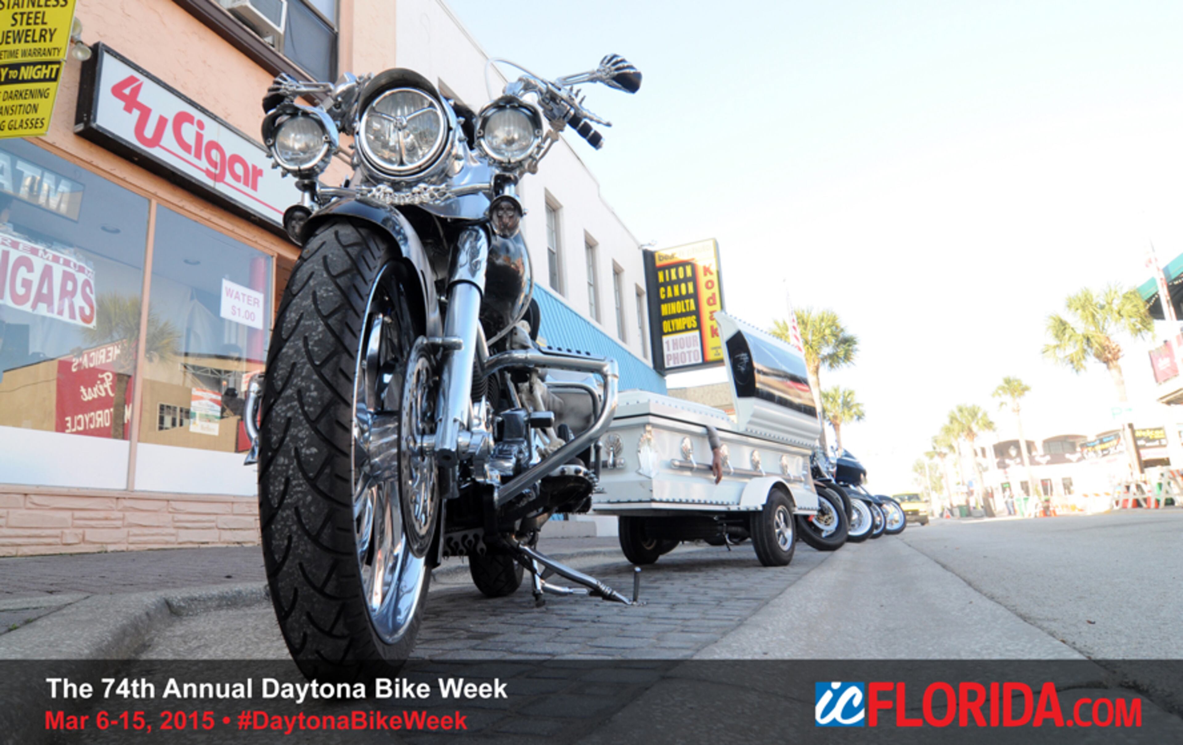 Motorcycle enthusiasts from all over the globe converged on Daytona Beach for the 74th Annual Bike Week. The 11-day long celebration of the biker culture featured live entertainment, a ton of sunshine, lots of loud pipes, colorful characters and a sea of chrome-adorned, creatively decorated motorcycles.