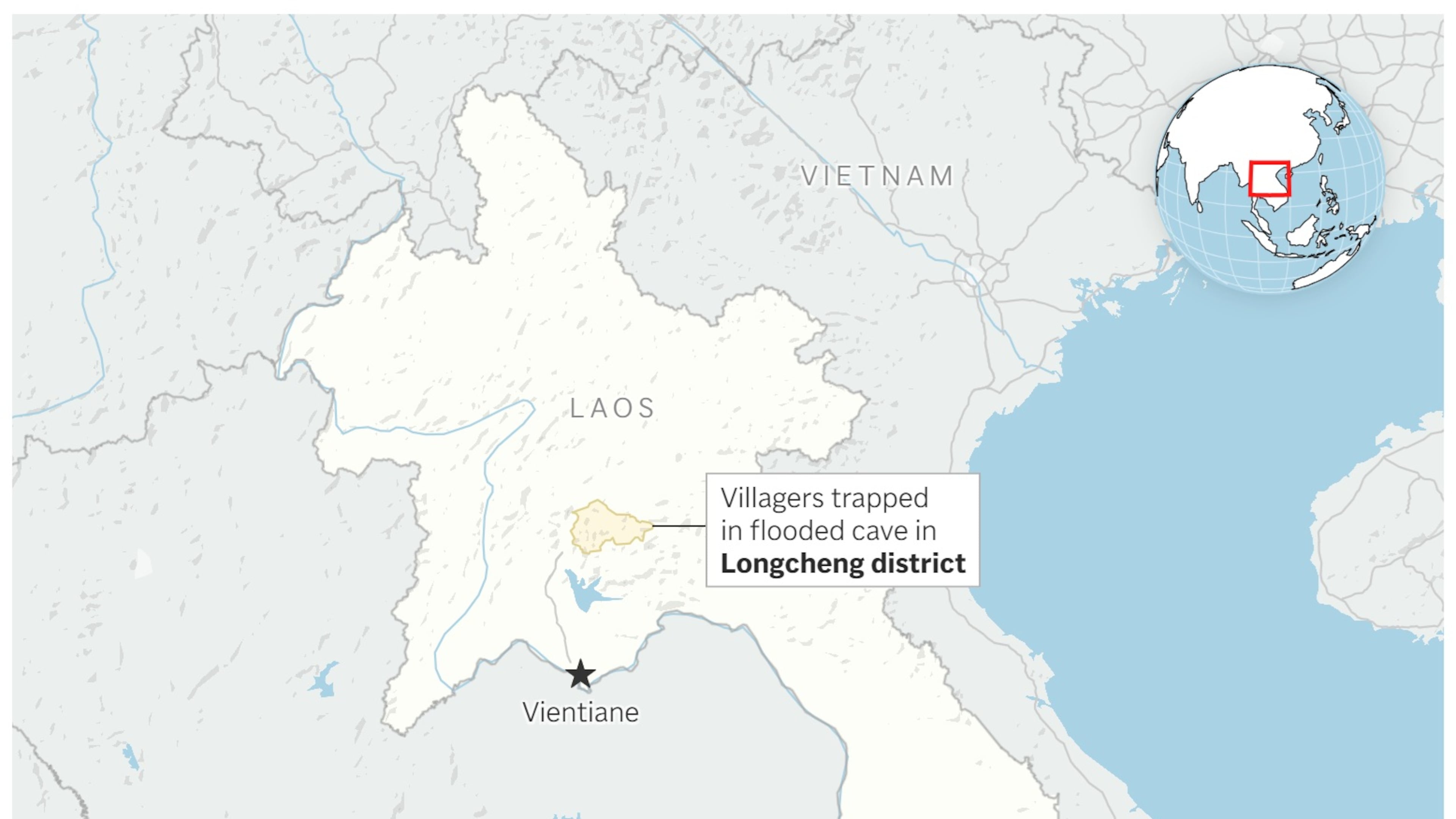 Map showing the location of Longcheng district in Laos. (AP Digital Embed)