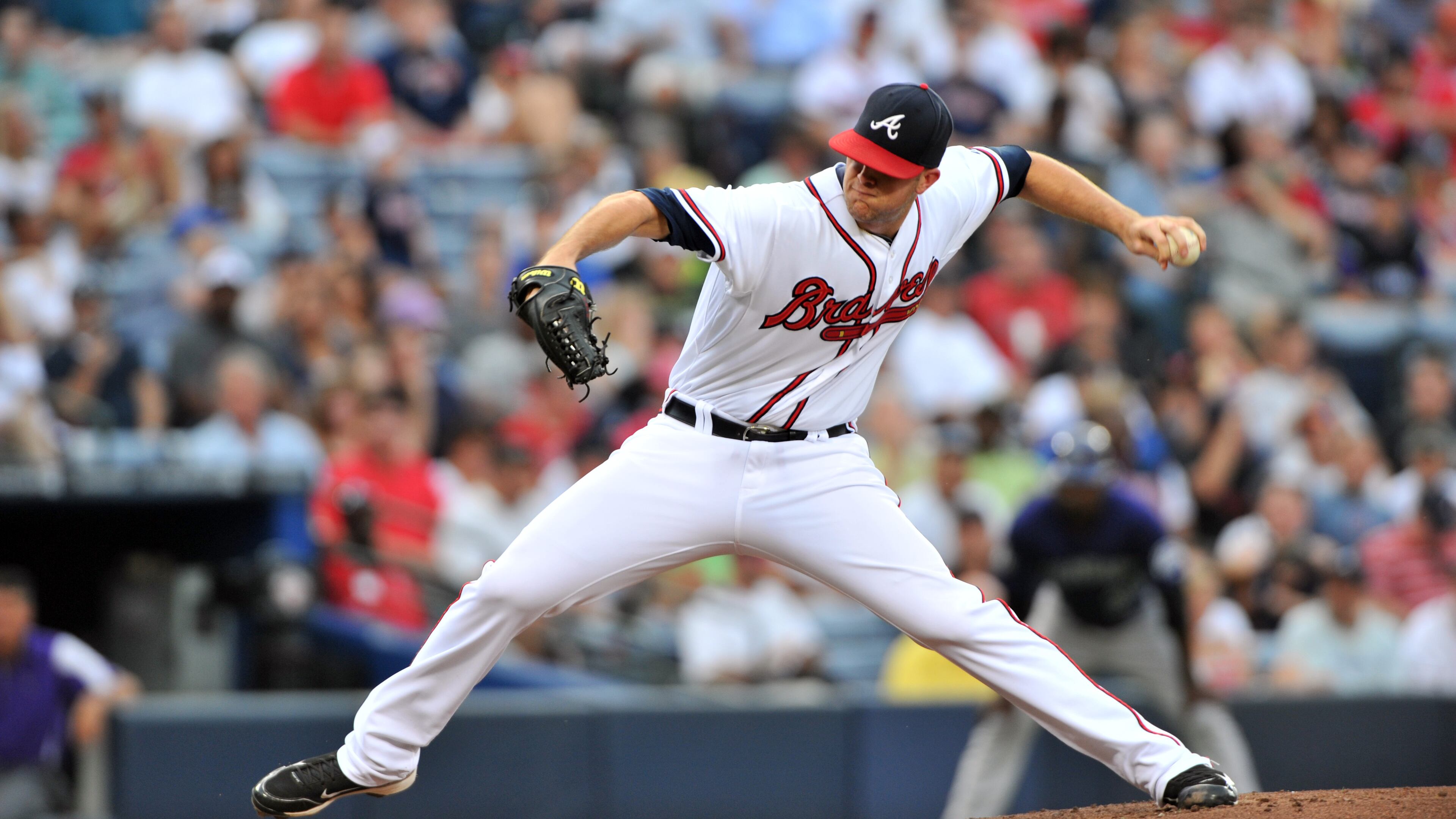July 30, 2013 Atlanta - Atlanta Braves starting Alex Wood delivers a pitch against the Colorado Rockies in the first inning at Turner Field in Atlanta on Tuesday, July 30, 2013. HYOSUB SHIN / HSHIN@AJC.COM