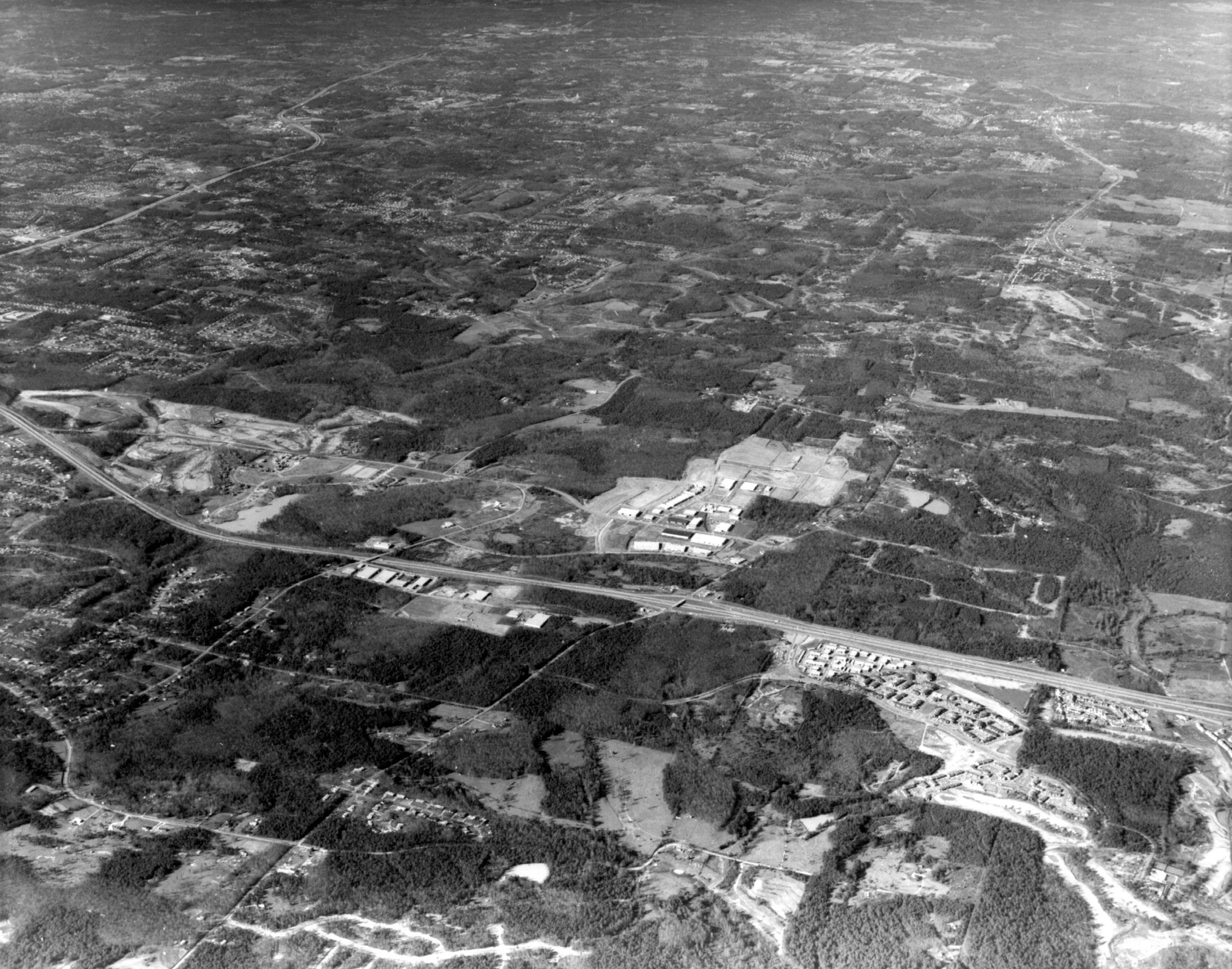 Panola road at I-20, Dekalb Co. 1974. Photo by Dillon-Reynolds Aerial Photography, Inc.
