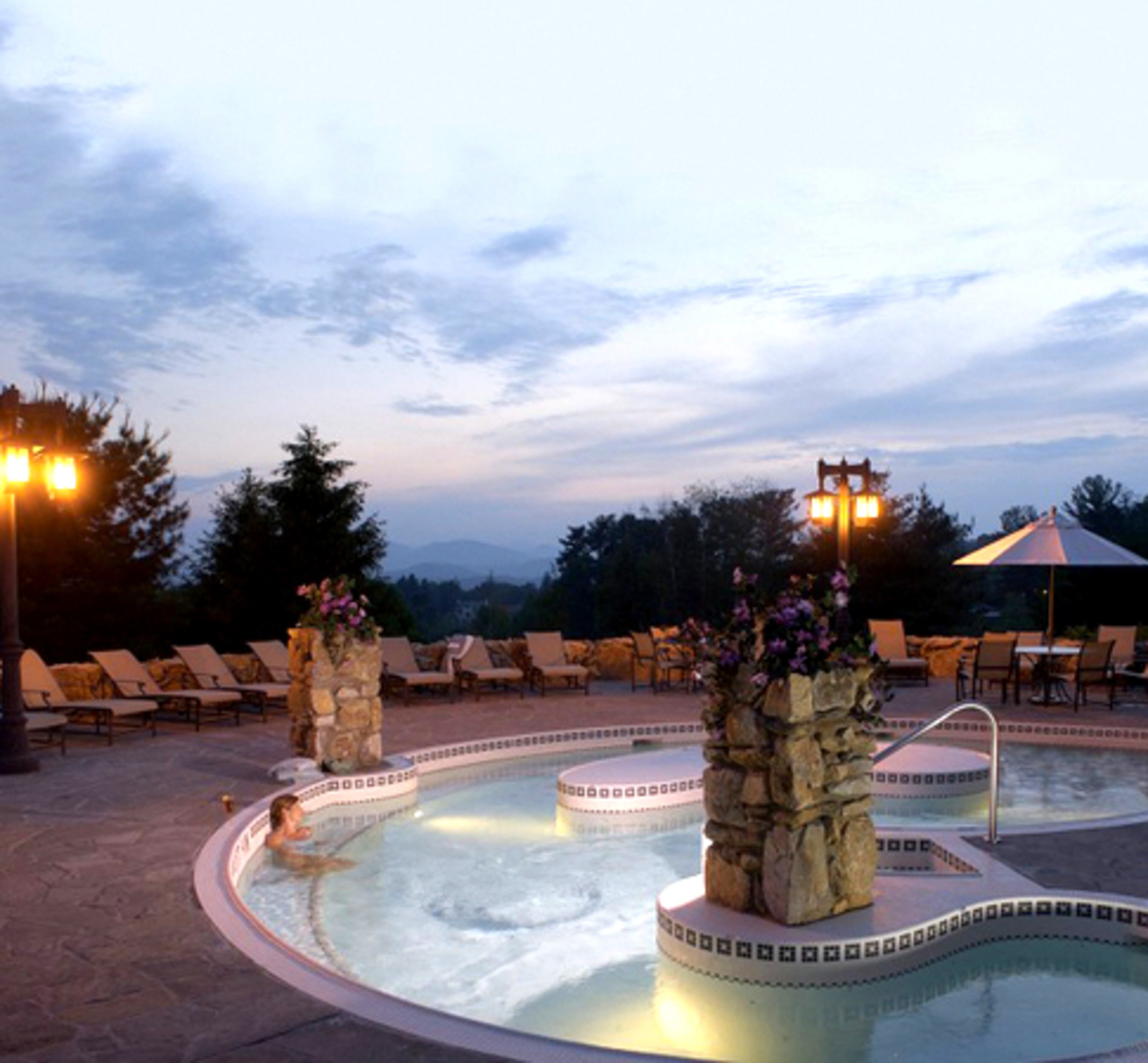 The outdoor spa pool is one of the many perks of the Spa at the Grove Park Inn in Asheville, N.C. The hotel was built in 1913, and the $44 million spa was added in 2001.