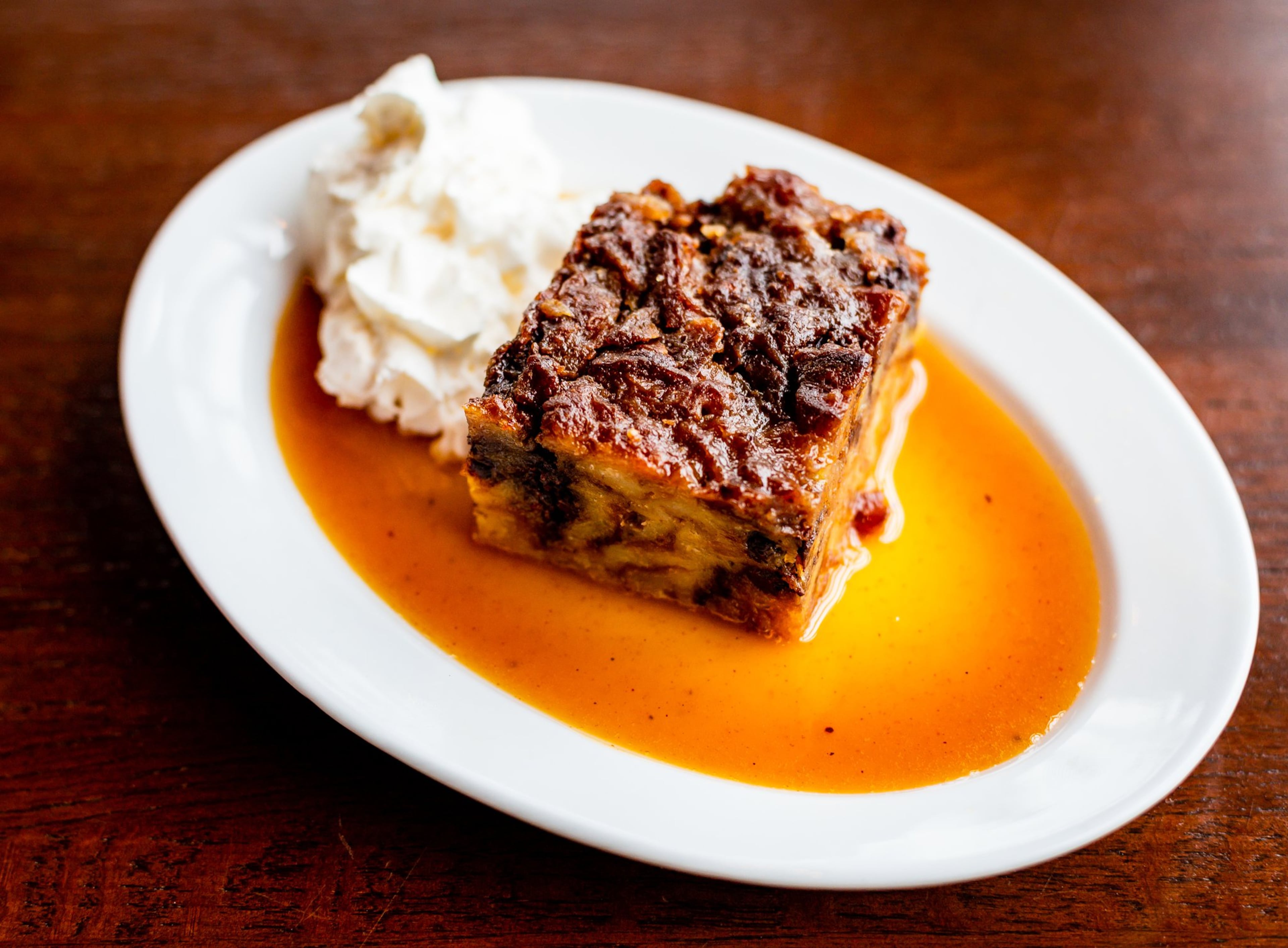 Bread pudding with caramel sauce is a nice way to end your meal at Lagarde American Eatery. CONTRIBUTED BY HENRI HOLLIS