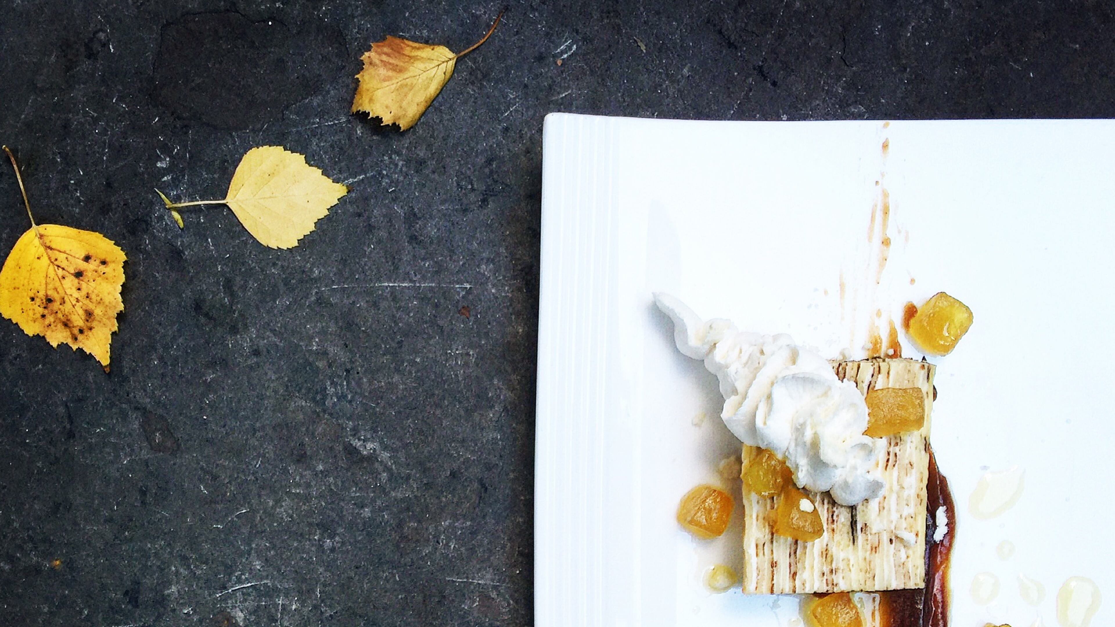 Mille-Feuille Crêpe Cake with Brown Butter Crêpes, Caramelized Georgia Apples, and Apple Butter, a dessert by Rocket Farm Restaurants pastry chef Chrysta Poulos. The dessert was named among the top 15 dishes of the year by the James Beard Foundation.