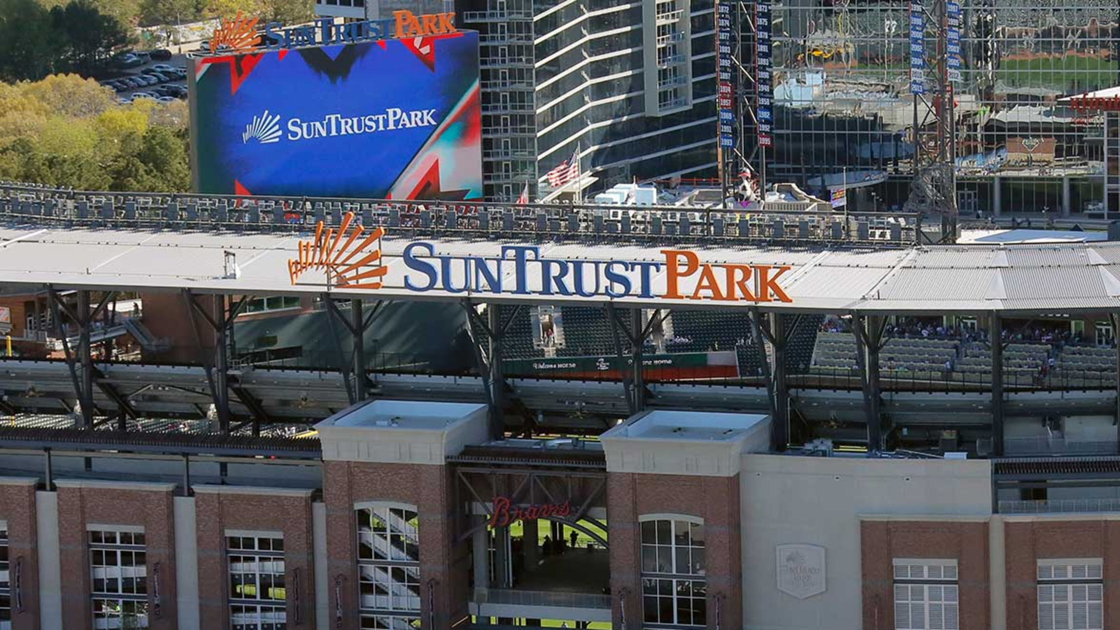 View of SunTrust Park looking west, with Battery Park in the background.